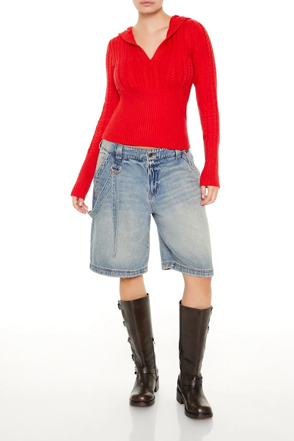 Hooded Cable Knit Sweater