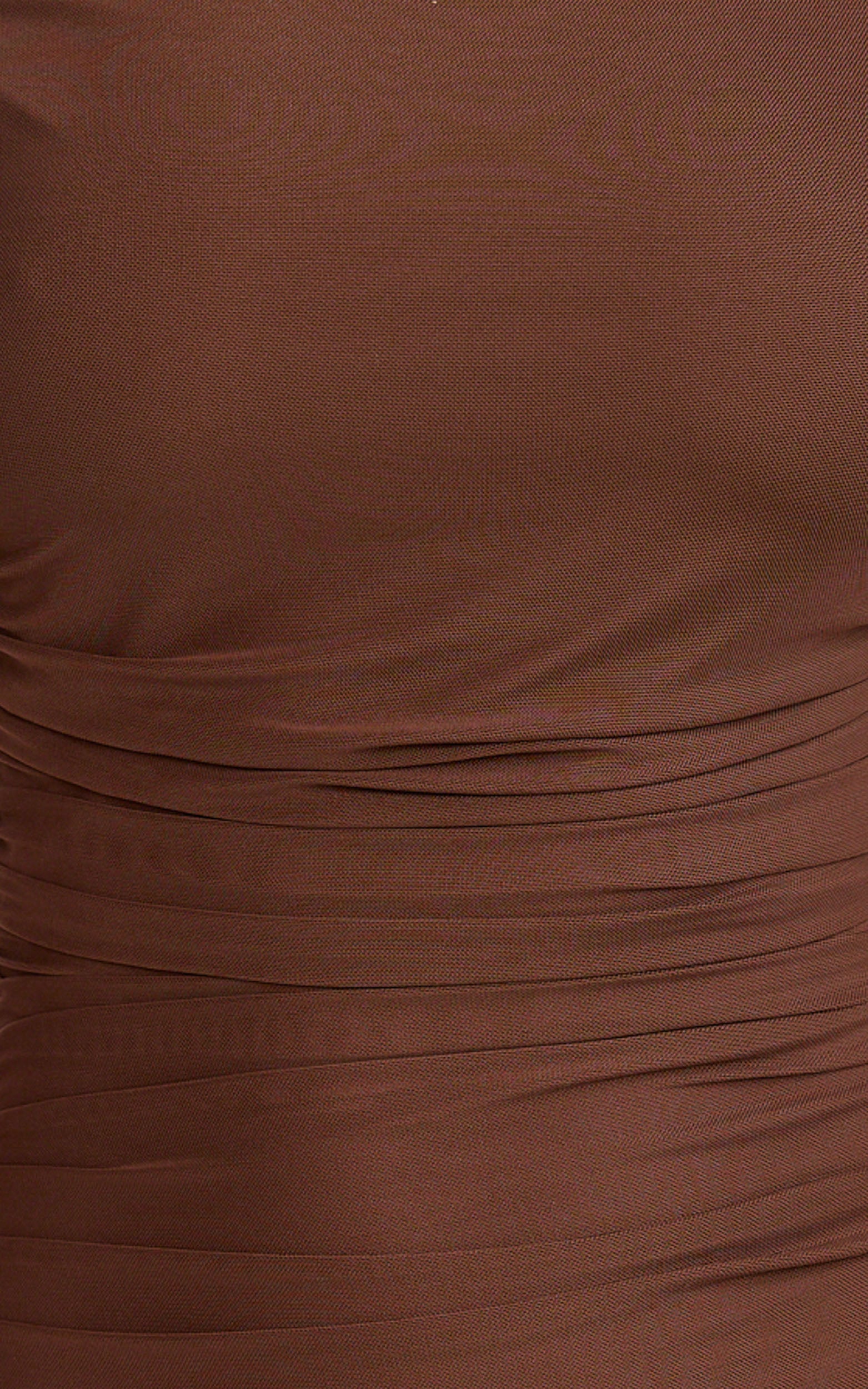 Judee Midi Dress - One Shoulder High Side Split Dress in Chocolate