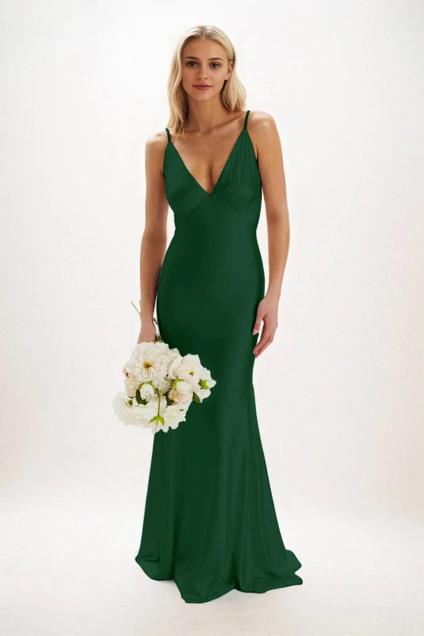 Sheath-Column Maxi Luxe Satin Bridesmaid Dress CB0839
