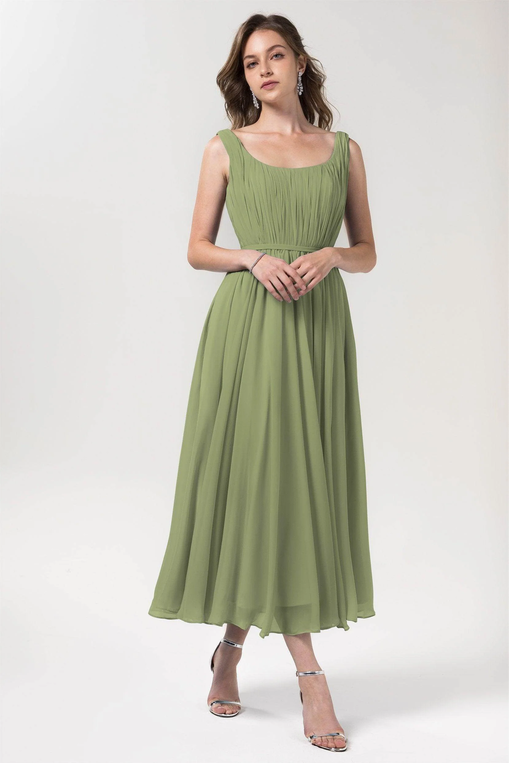 A-Line Tea Length Chiffon Bridesmaid Dress CB0555