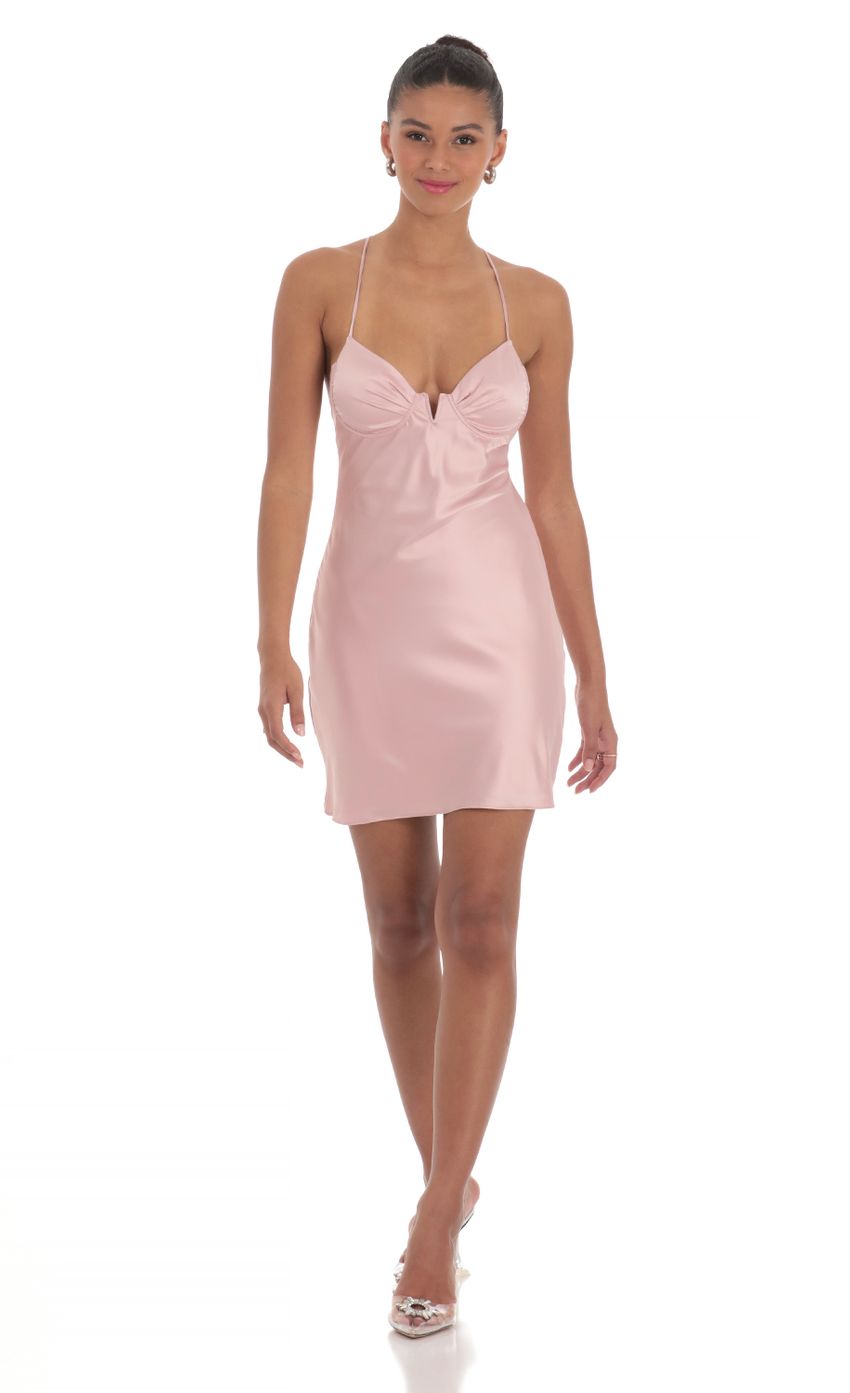 Satin Halter Dress in Mauve