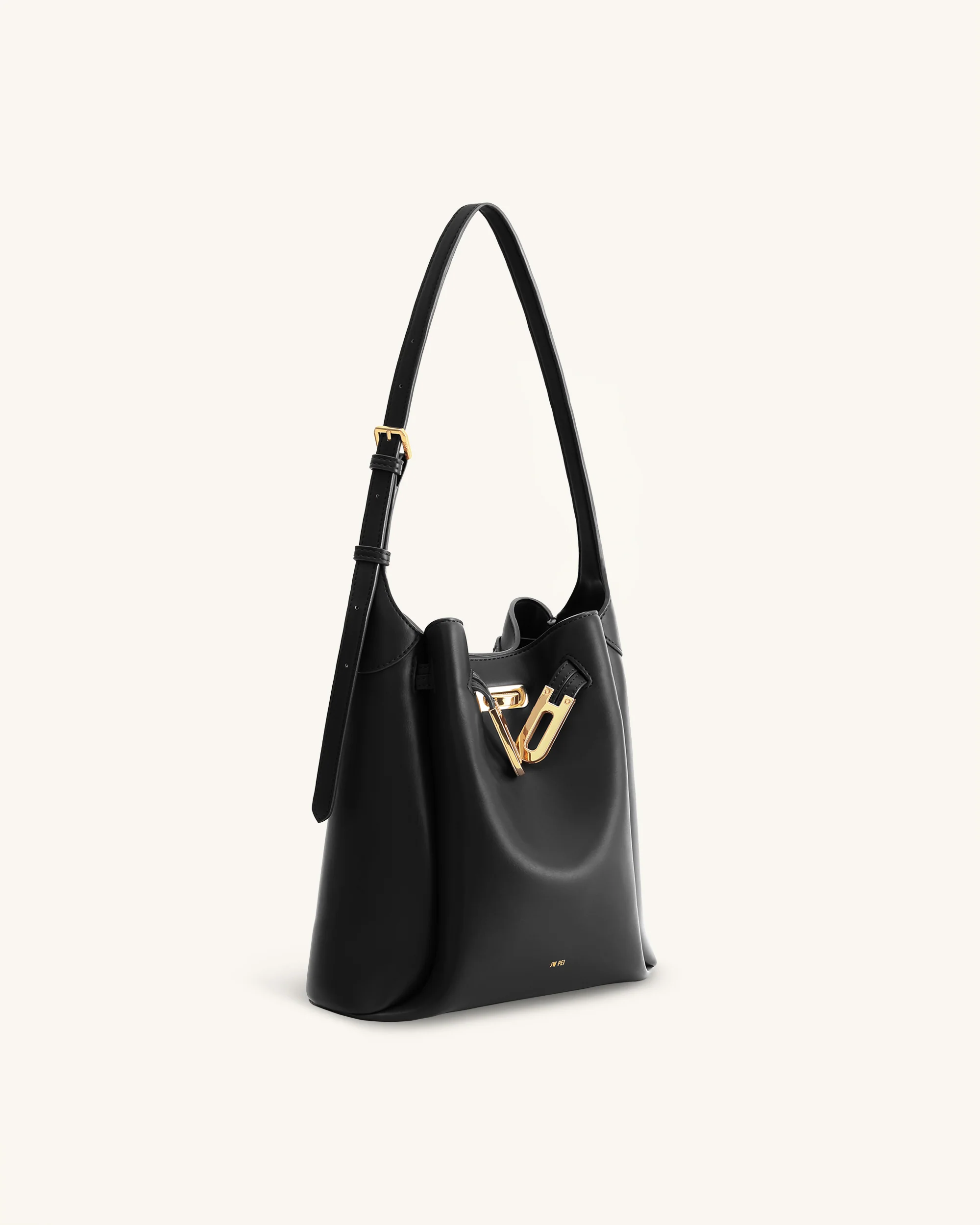 Charlene Double Buckle Hobo Bag - Black