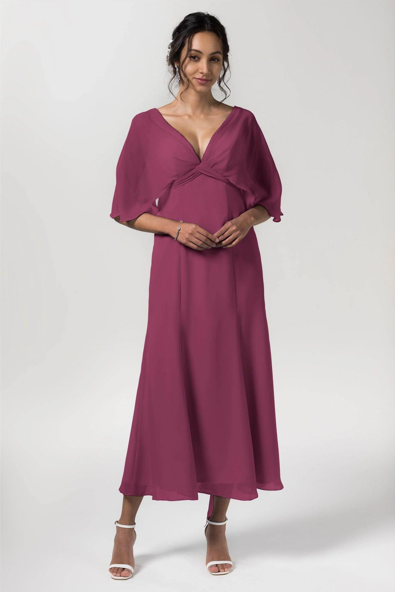 A-Line Tea Length Chiffon Bridesmaid Dress CB0553