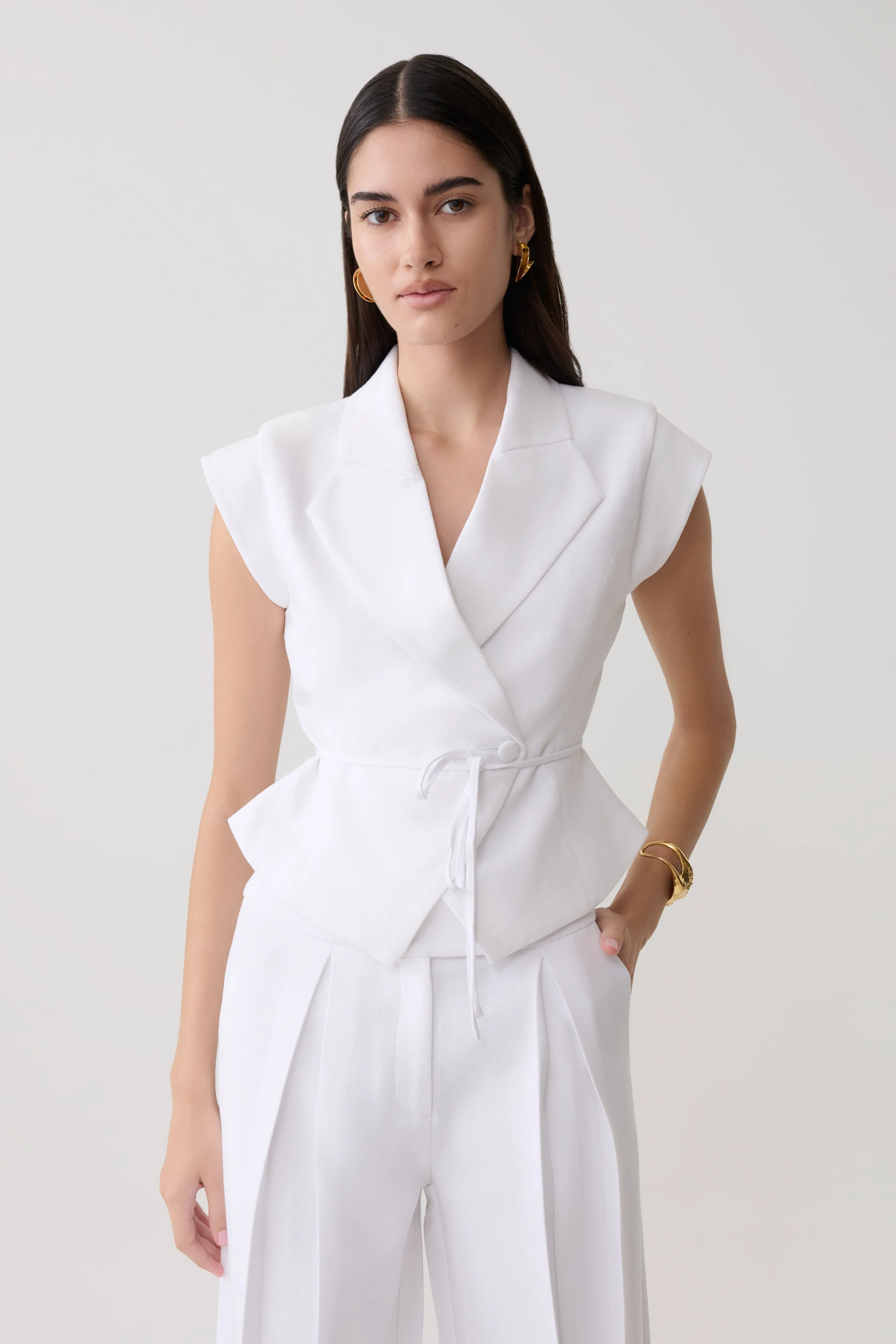 Andina Shortsleeve Linen Top - White