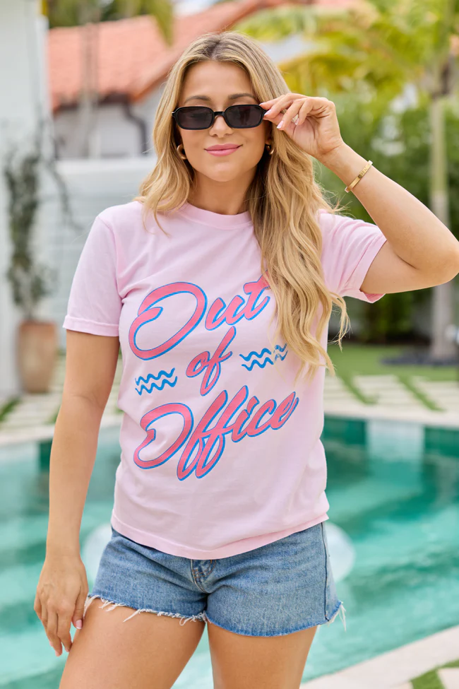 Out Of Office Light Pink Graphic Tee
