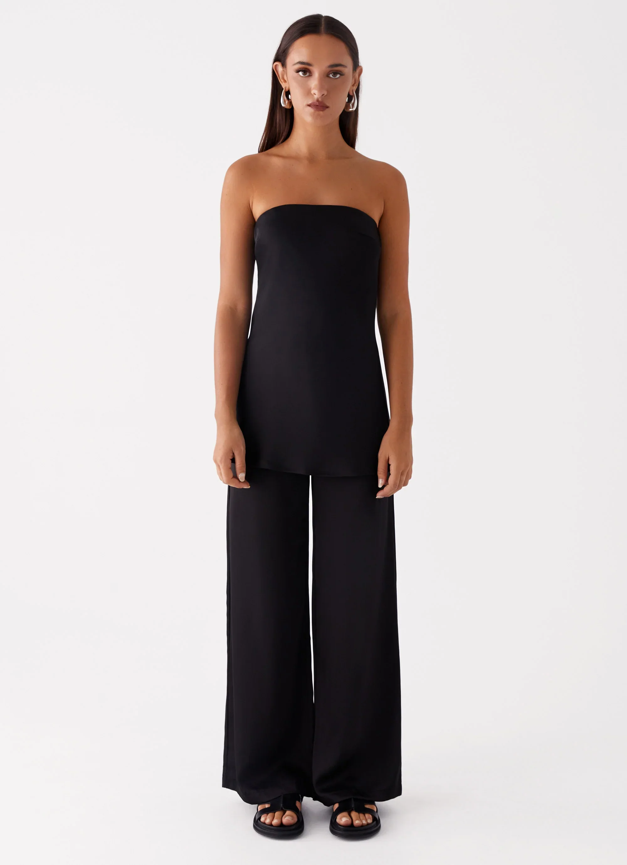 Zoey Satin Tube Top - Black