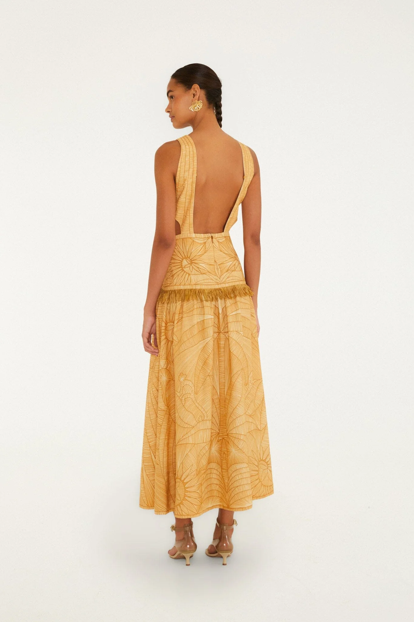 Caramel Usiacuri Cut-Out Maxi Dress