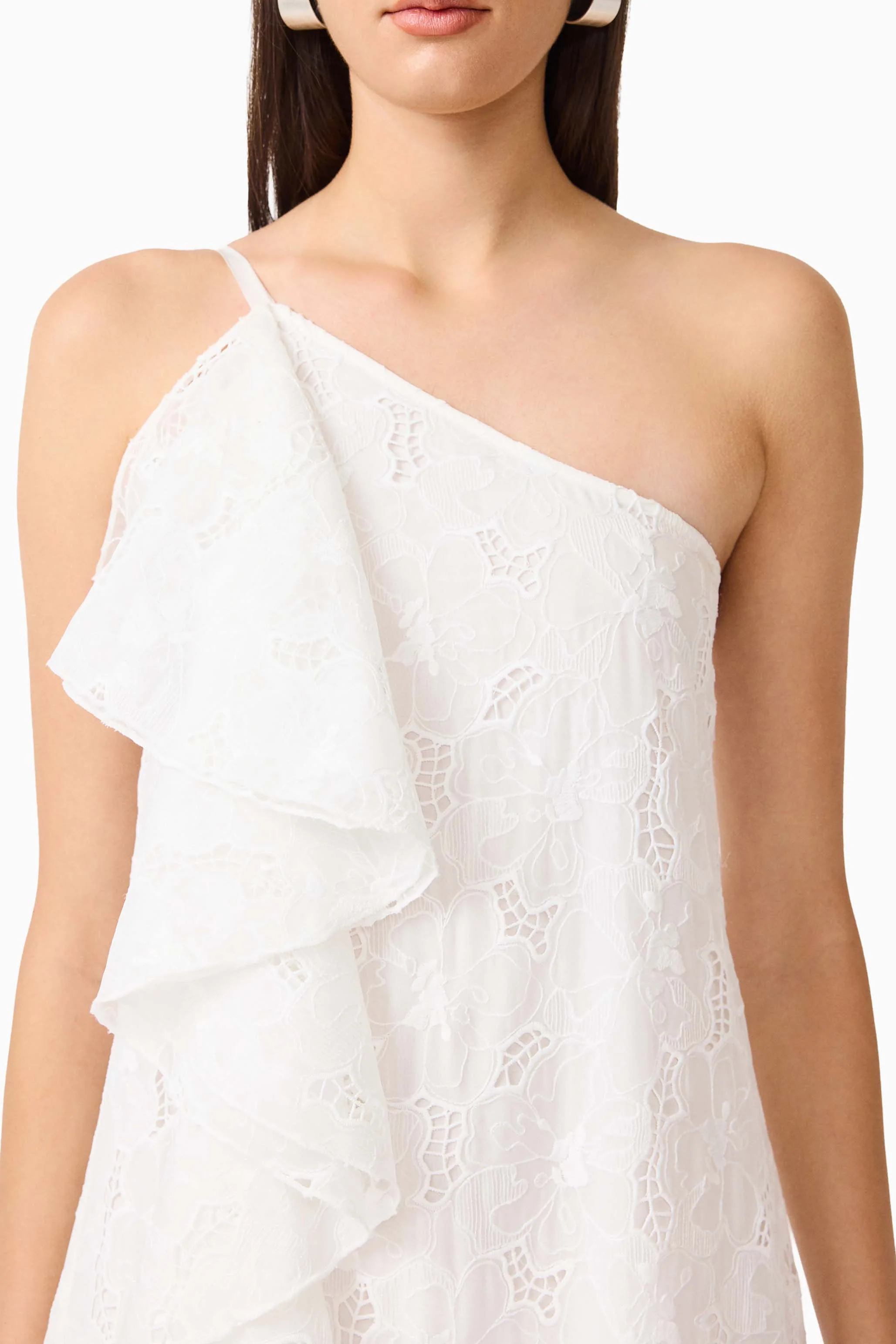 CURAAE Elen Ruffle Maxi Dress in White
