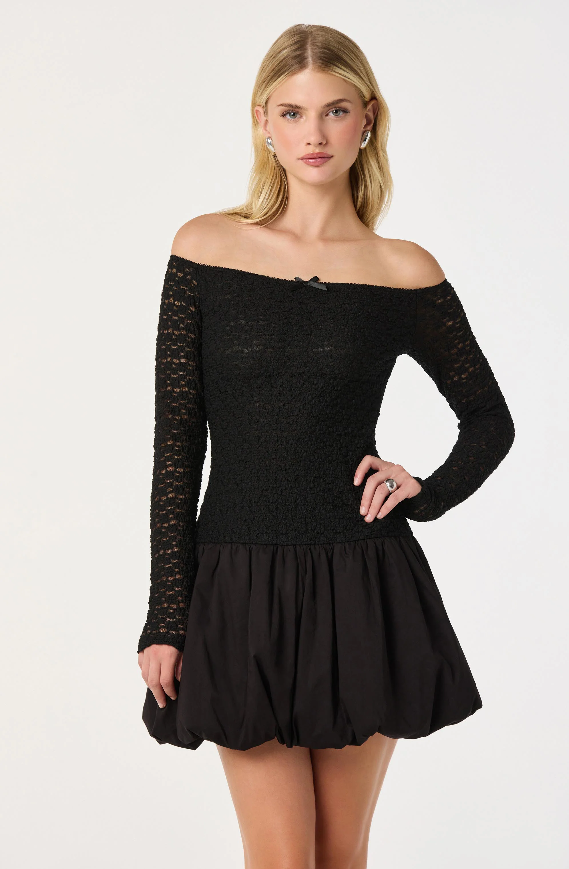 Off Shoulder Mixed Media Dress - luluinthesky