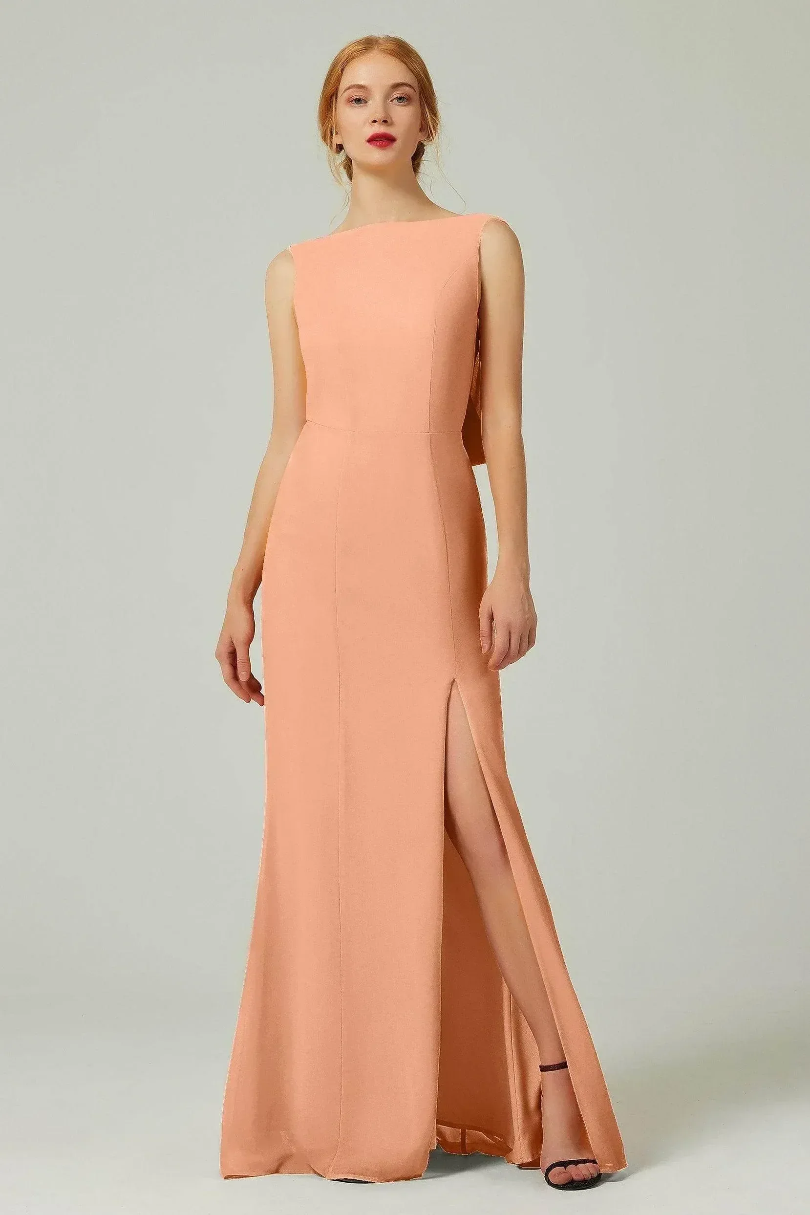 Sheath-Column Sweep-Brush Chiffon Bridesmaid Dress Formal Dresses CB0310