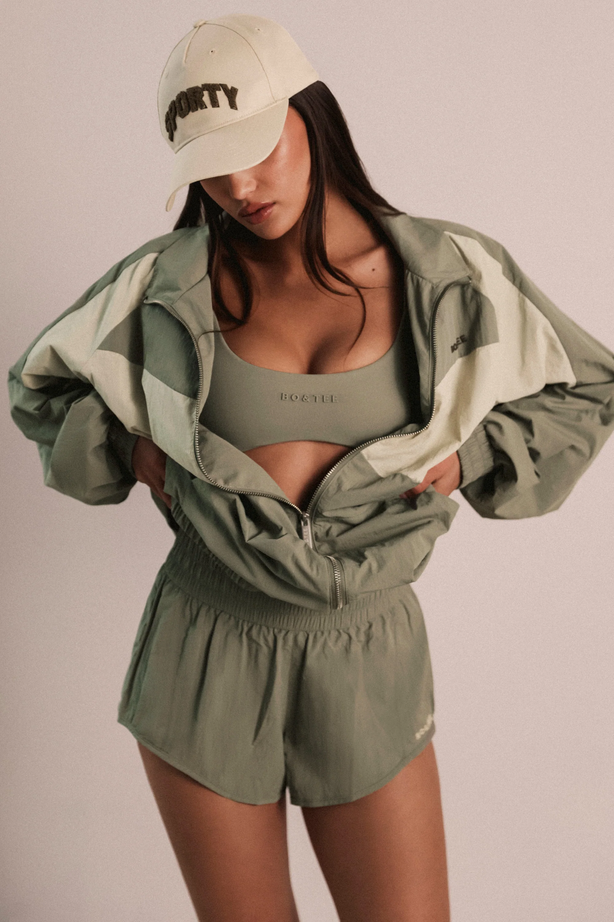 Water-Repellent Elasticated Mini Shorts in Mineral