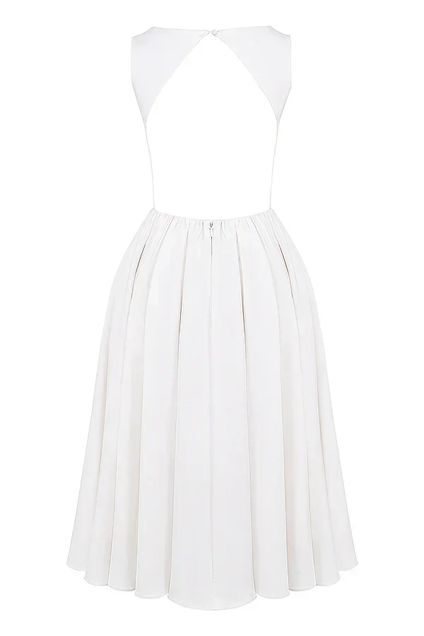 white twill midi sundress