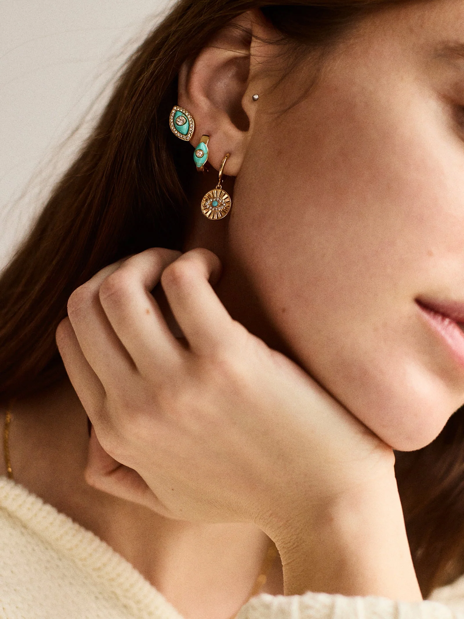 Stay Grounded Evil Eye Earring Set - Gold/Turquoise