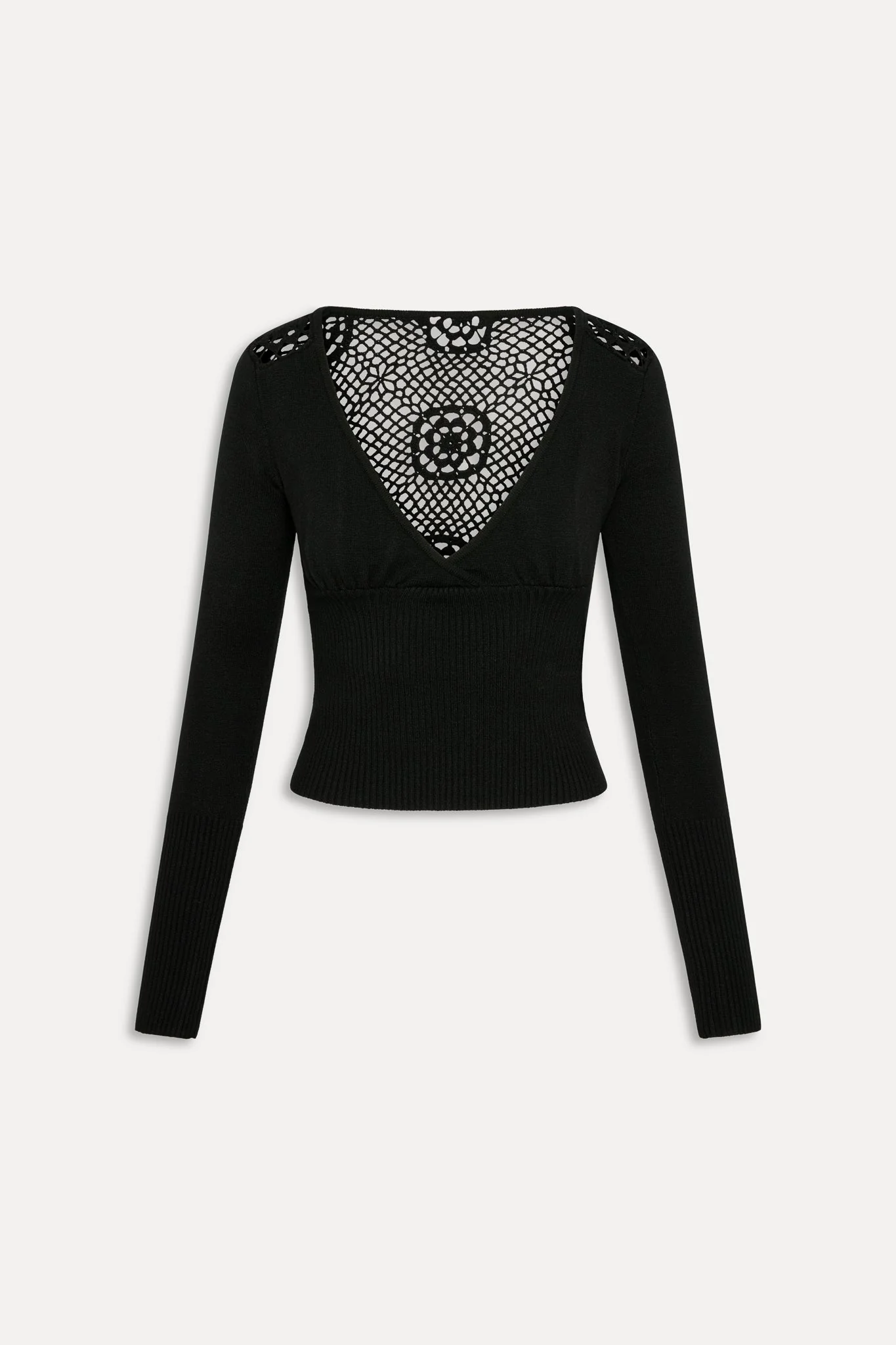 Arlo Crochet Knit Sweater - Black
