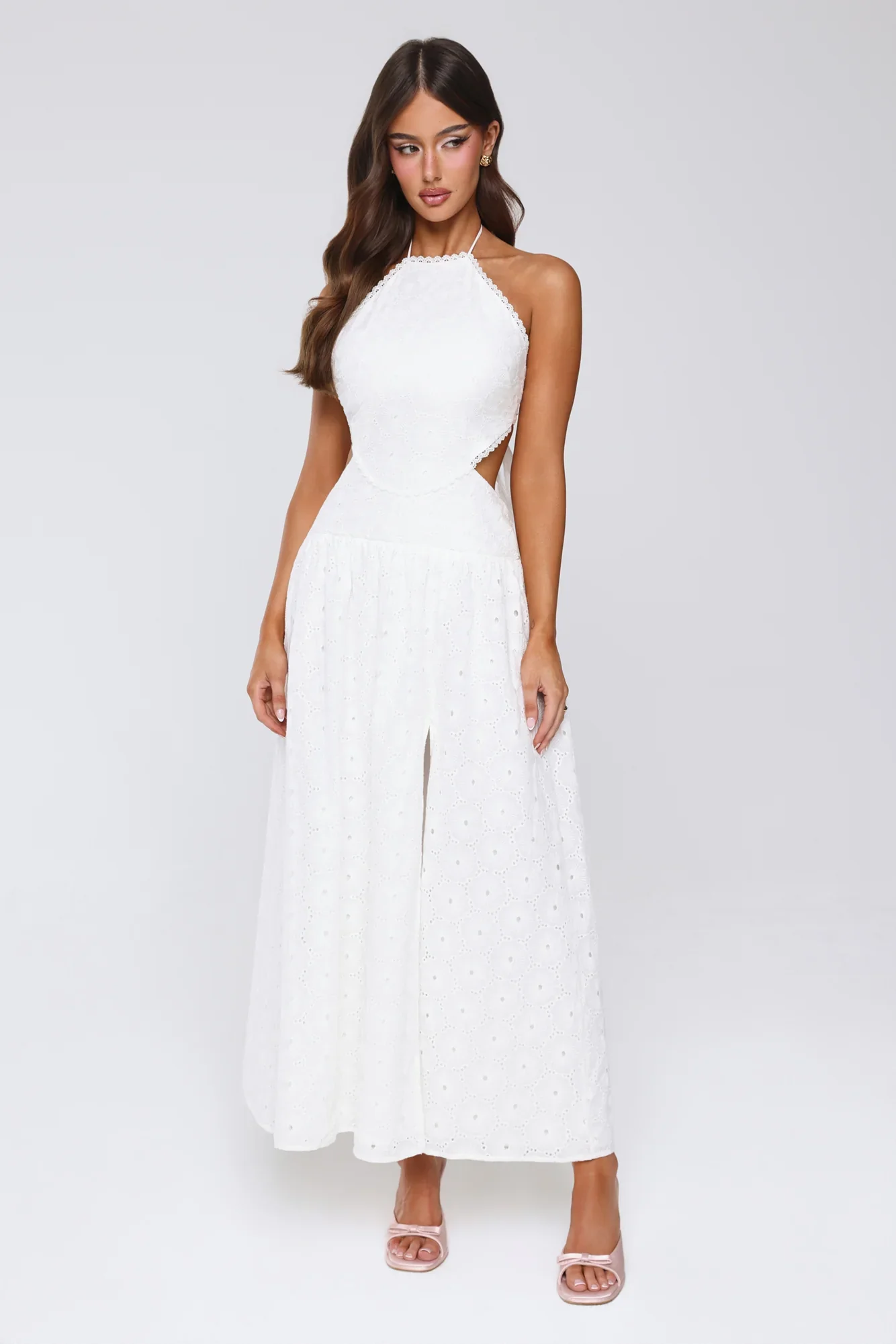 Soft Swoon Halter Maxi Dress Off White