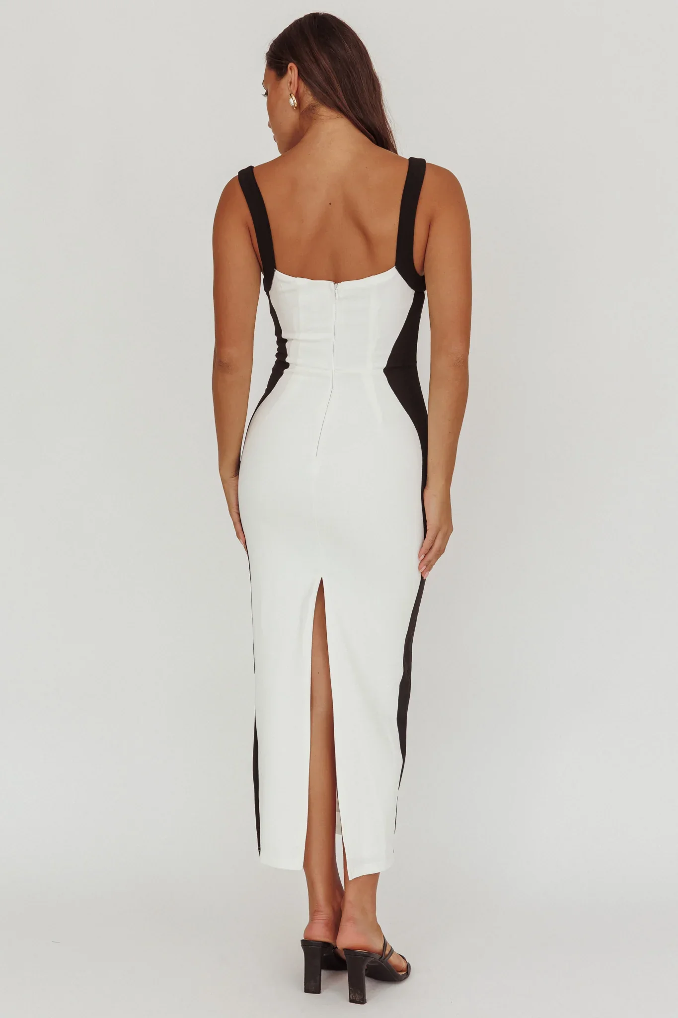 Tenika Contrast Bodycon Midi Dress White