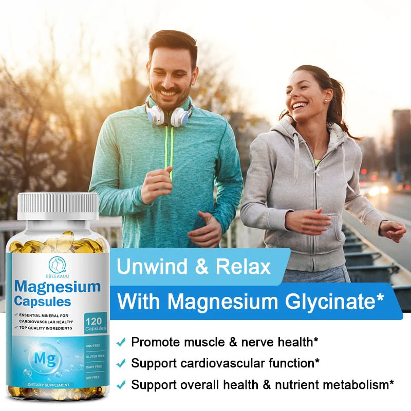 BBEEAAUU Chelated Magnesium Glycinate Capsules Promotes Muscle Heart and Bone Health Help Sleep Muscle Relaxation Anxiety Relief - lemrro