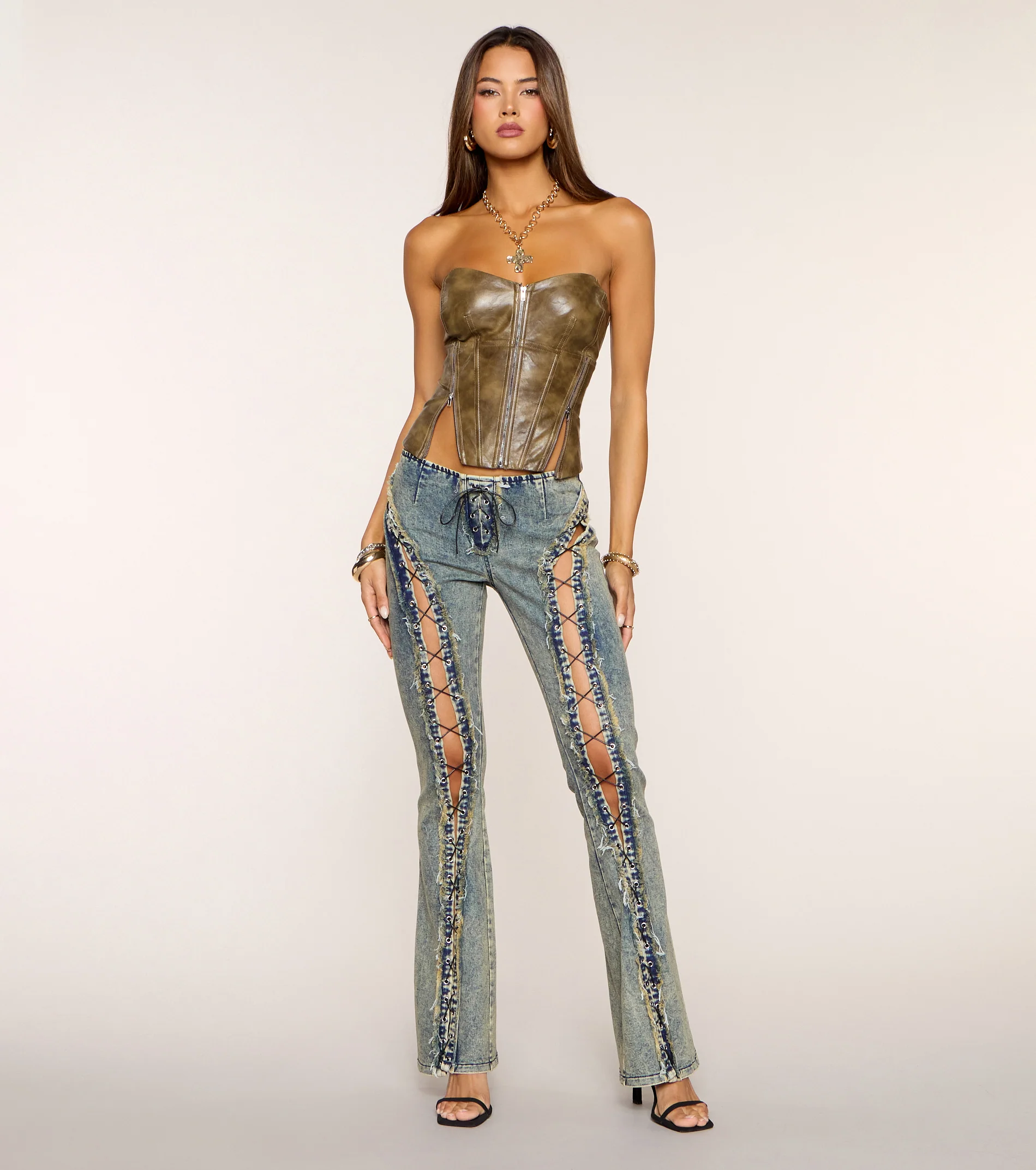 Stolen Spotlight Lace-Up Denim Jeans