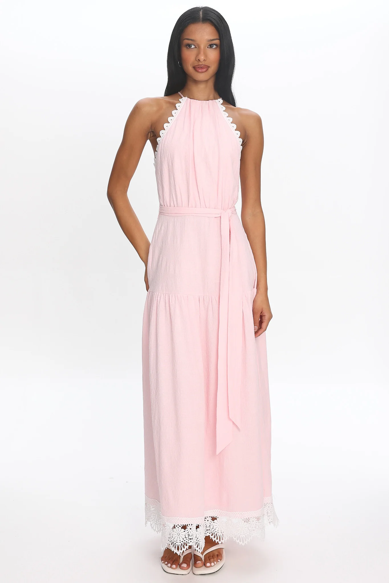 Promise Keeper Crochet Trim Maxi Dress Blush Pink - luluinthesky