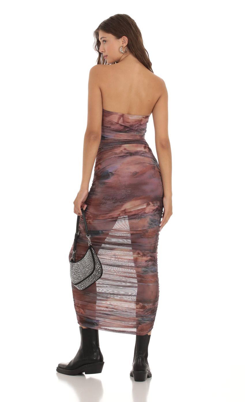 Mesh Print Dress in Purple Blush