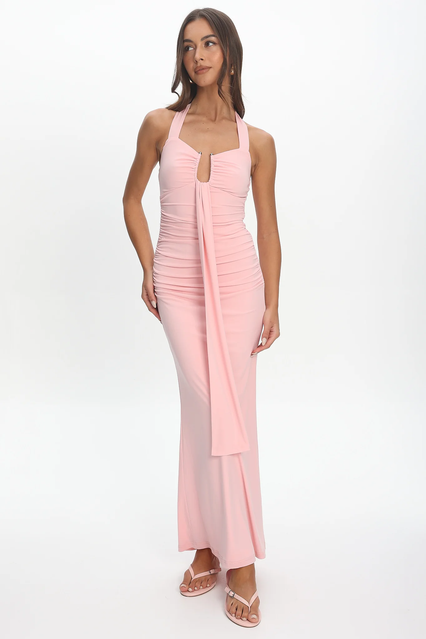 Opera Drape Bust Maxi Dress Pink - luluinthesky
