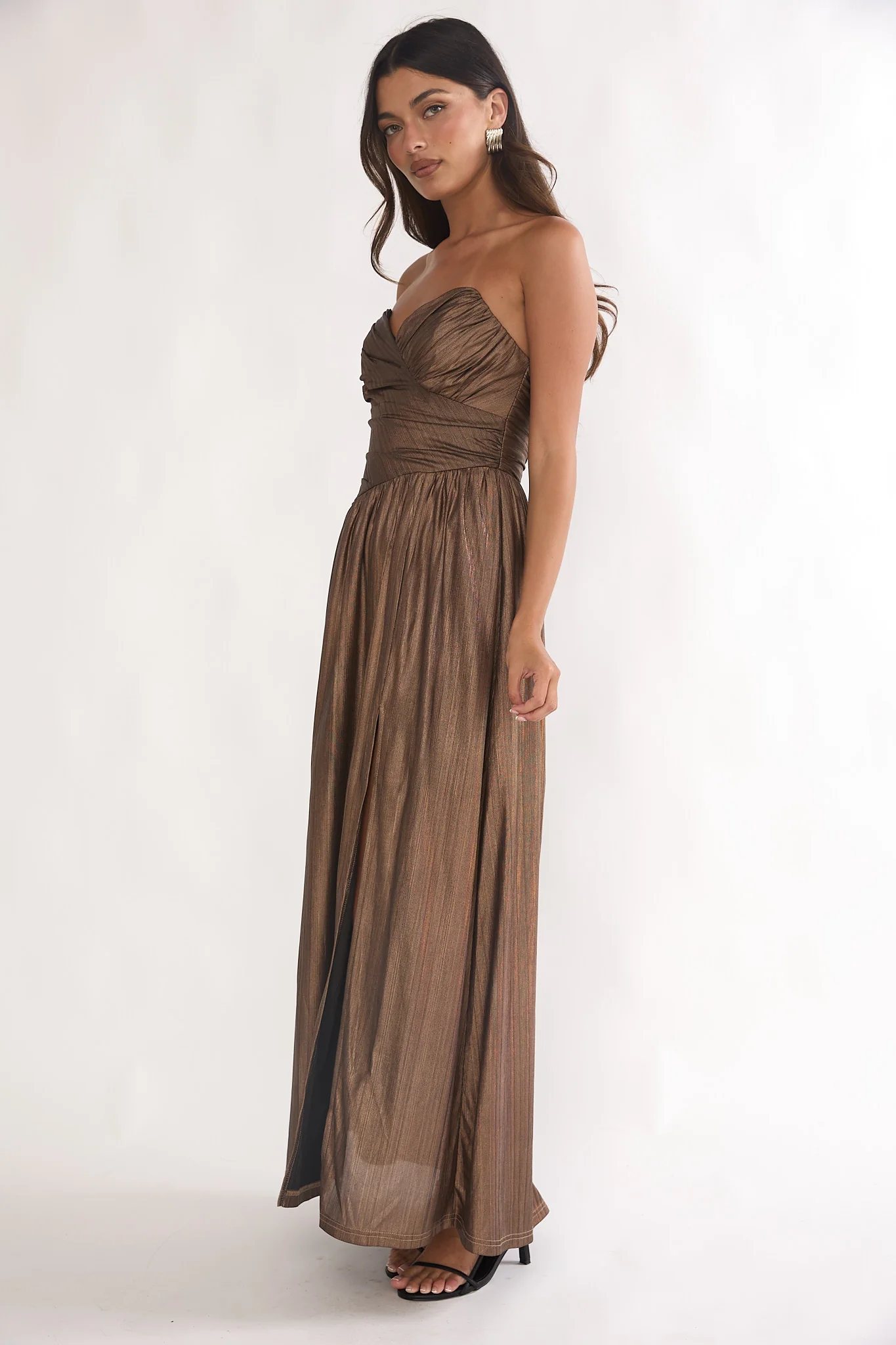 Marin Pointed Sweetheart Maxi Dress Gold