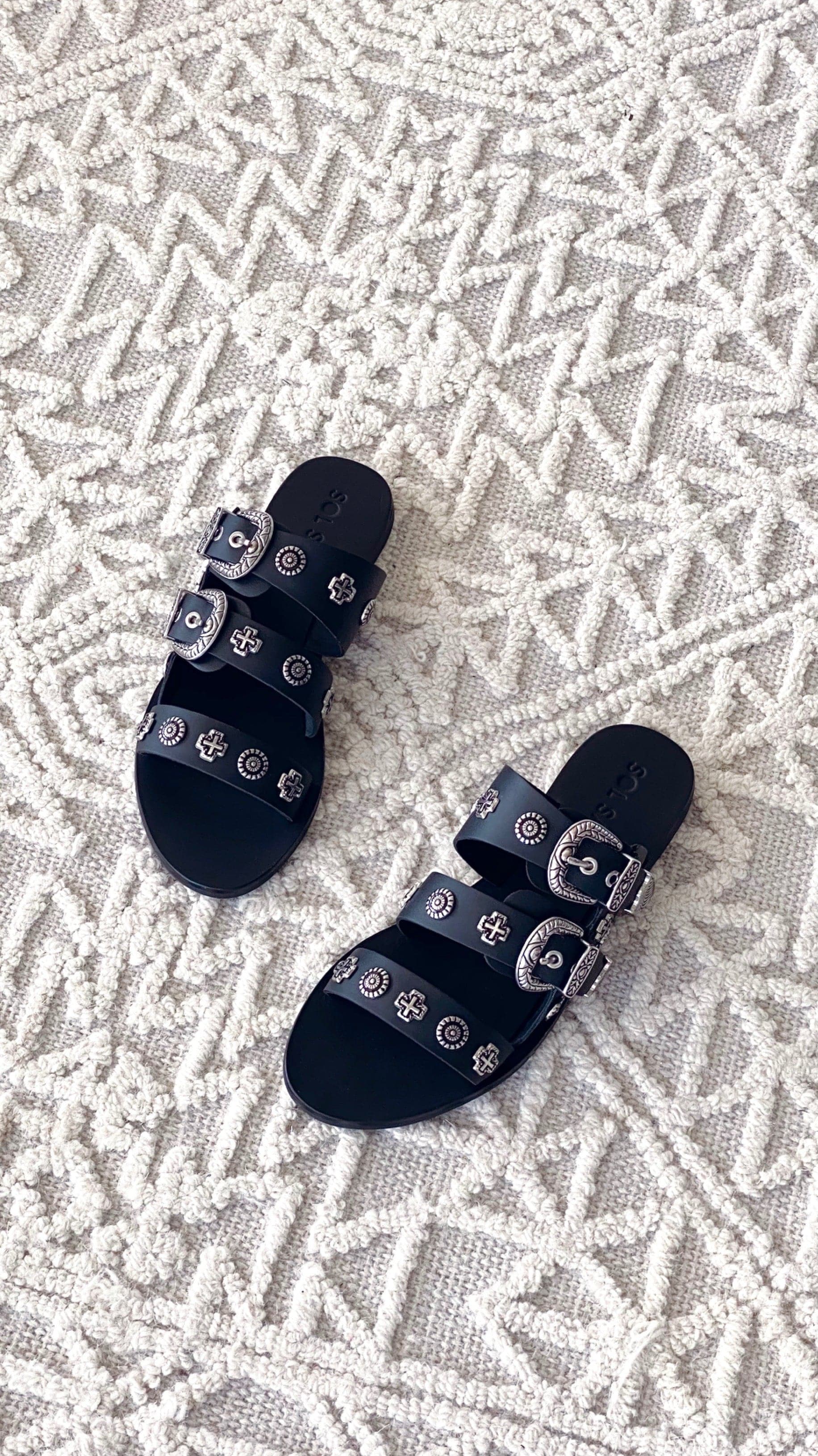 Sol Sana Eastwood Slide - Black Silver - luluinthesky