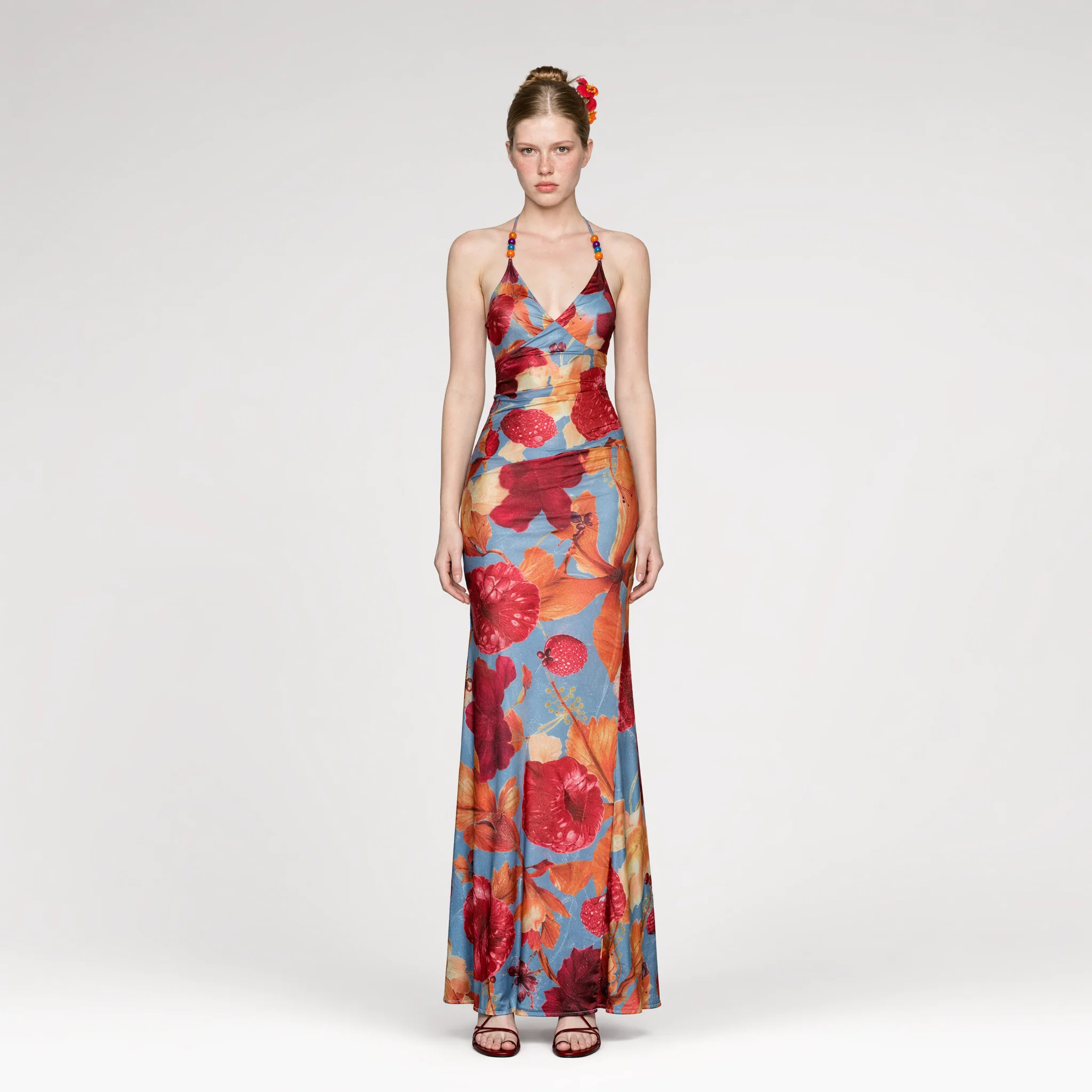 Fitted Backless Print Dress