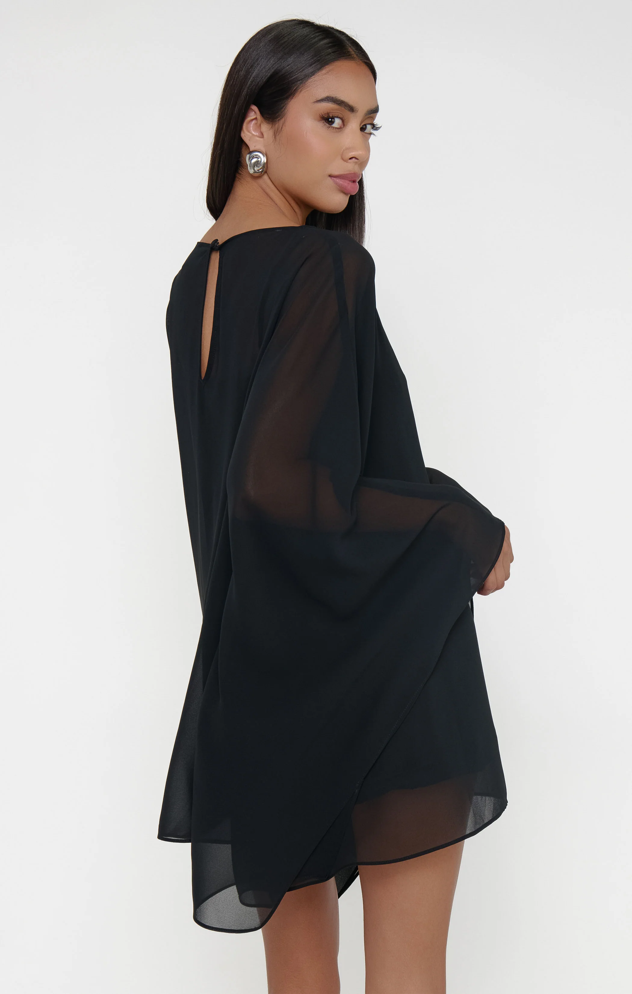 Olsen Mini Dress ~ Black Chiffon