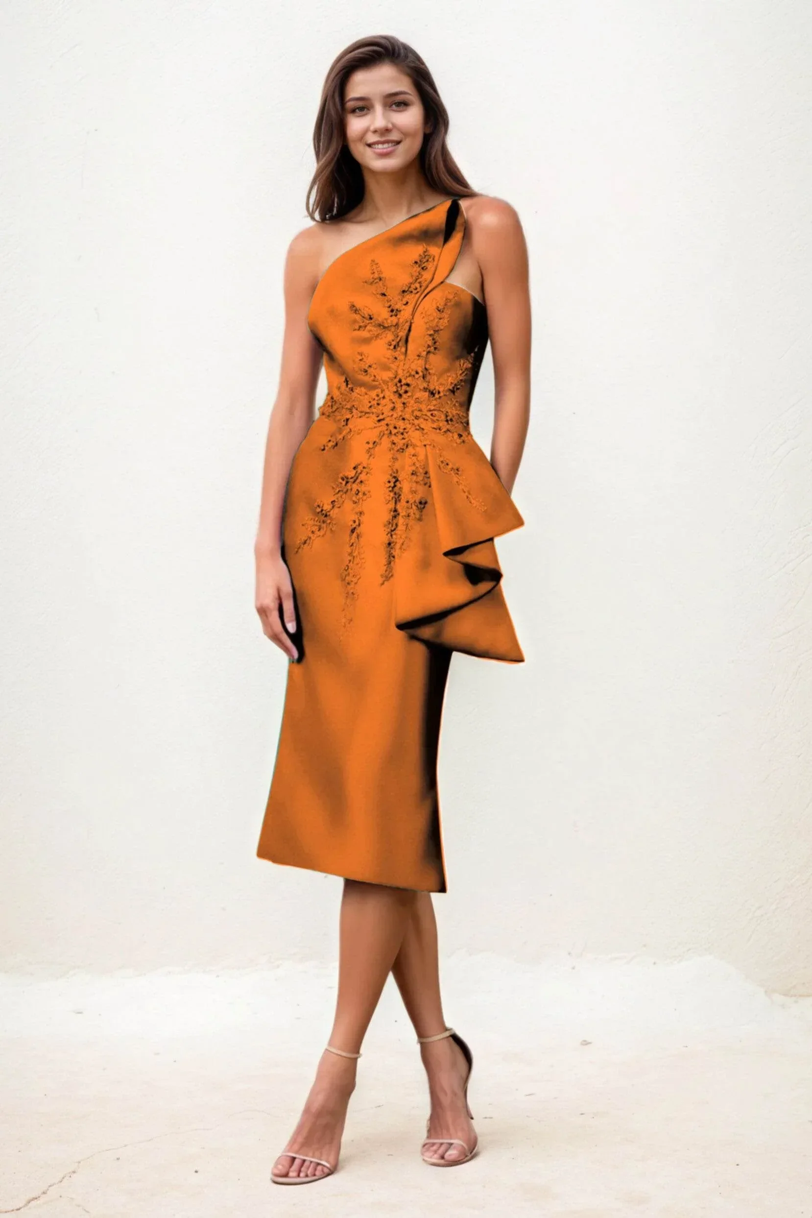 Sheath-Column Midi Satin Wedding Guest Dress CG0292