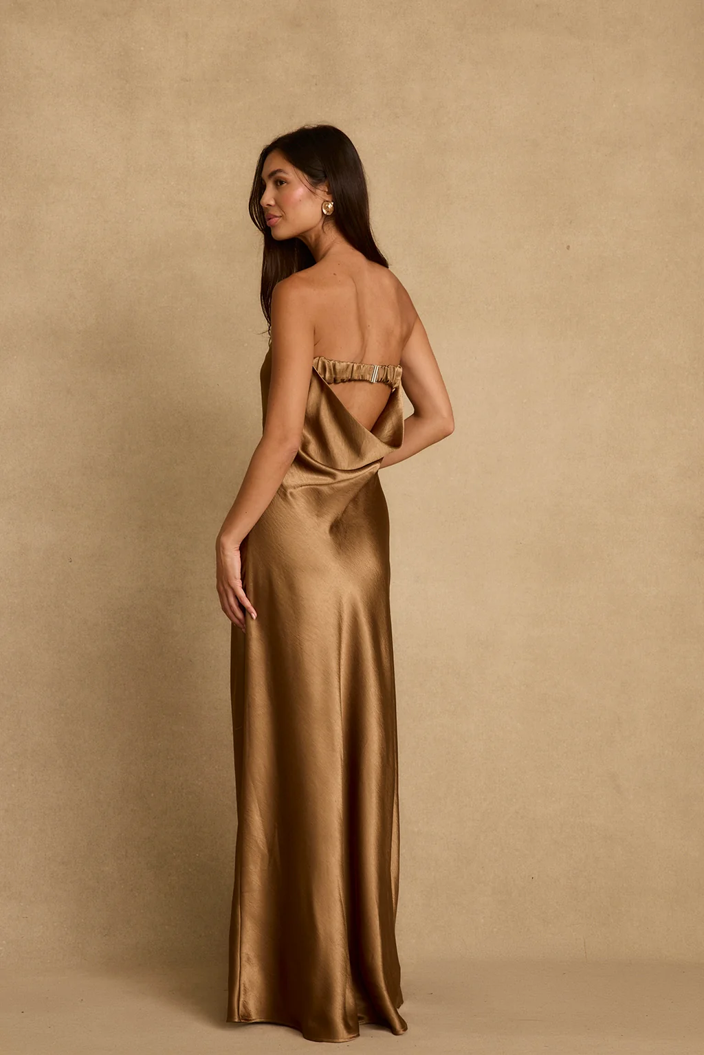 Natalia Bronze Strapless Maxi Dress