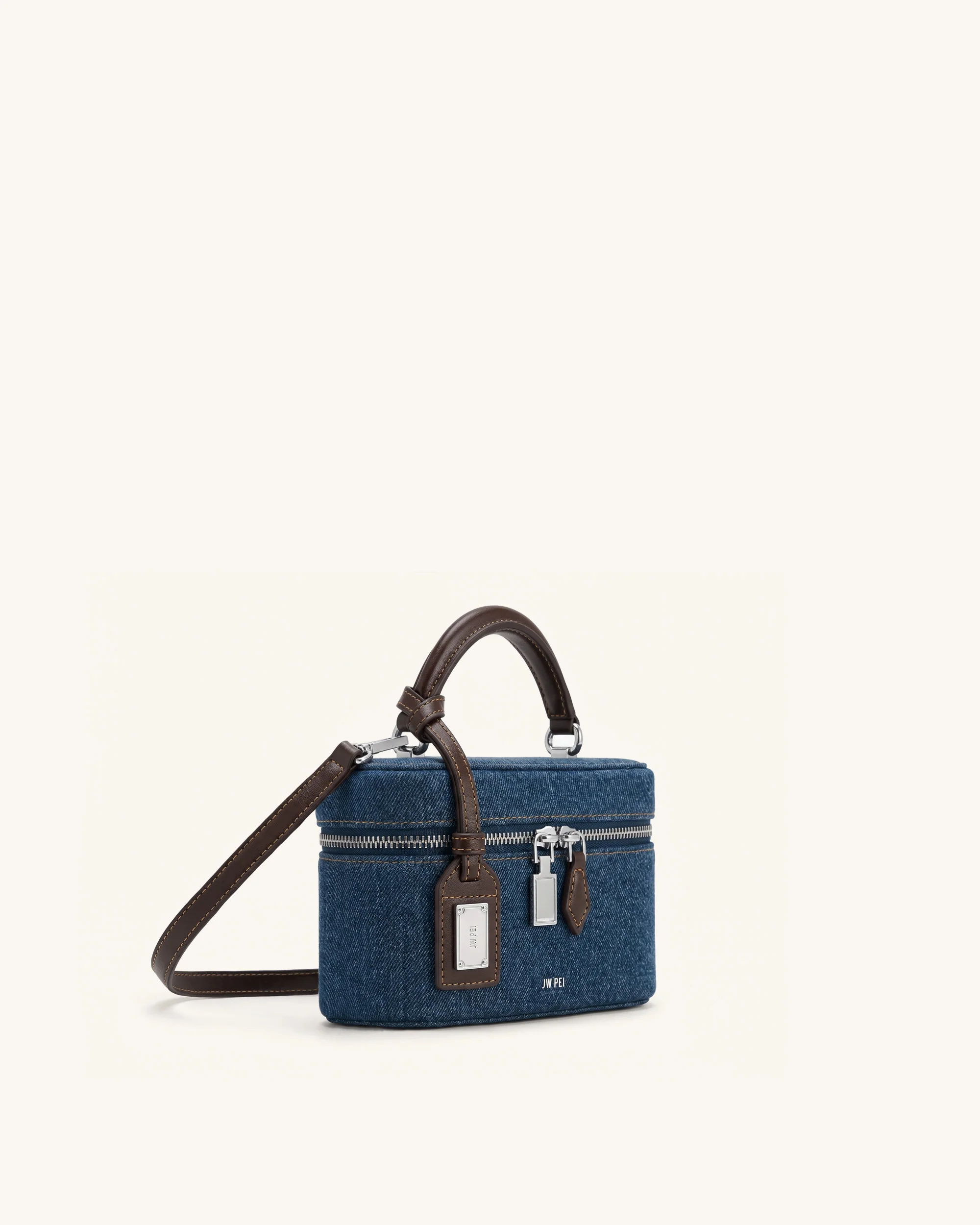 Cleo Box Shape Top Handle Bag - Dark Blue Denim