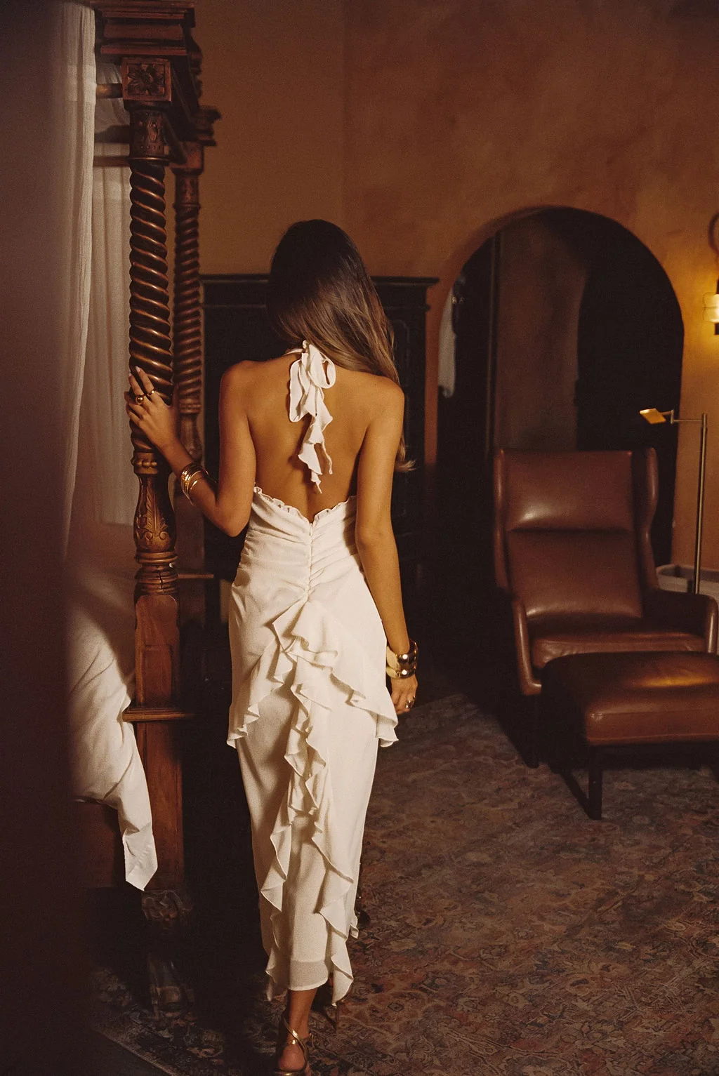 Aria Cream Halter Maxi Dress