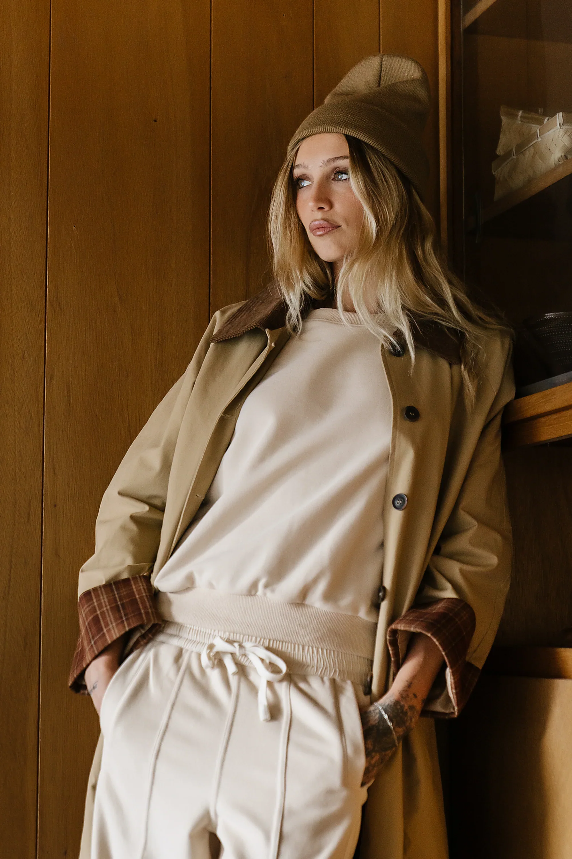 Malinda Mixed Media Top in Cream
