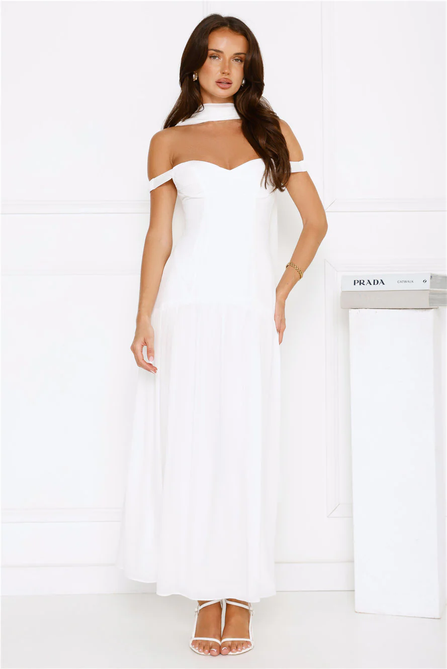 The Style Spotlight Off Shoulder Maxi Dress White