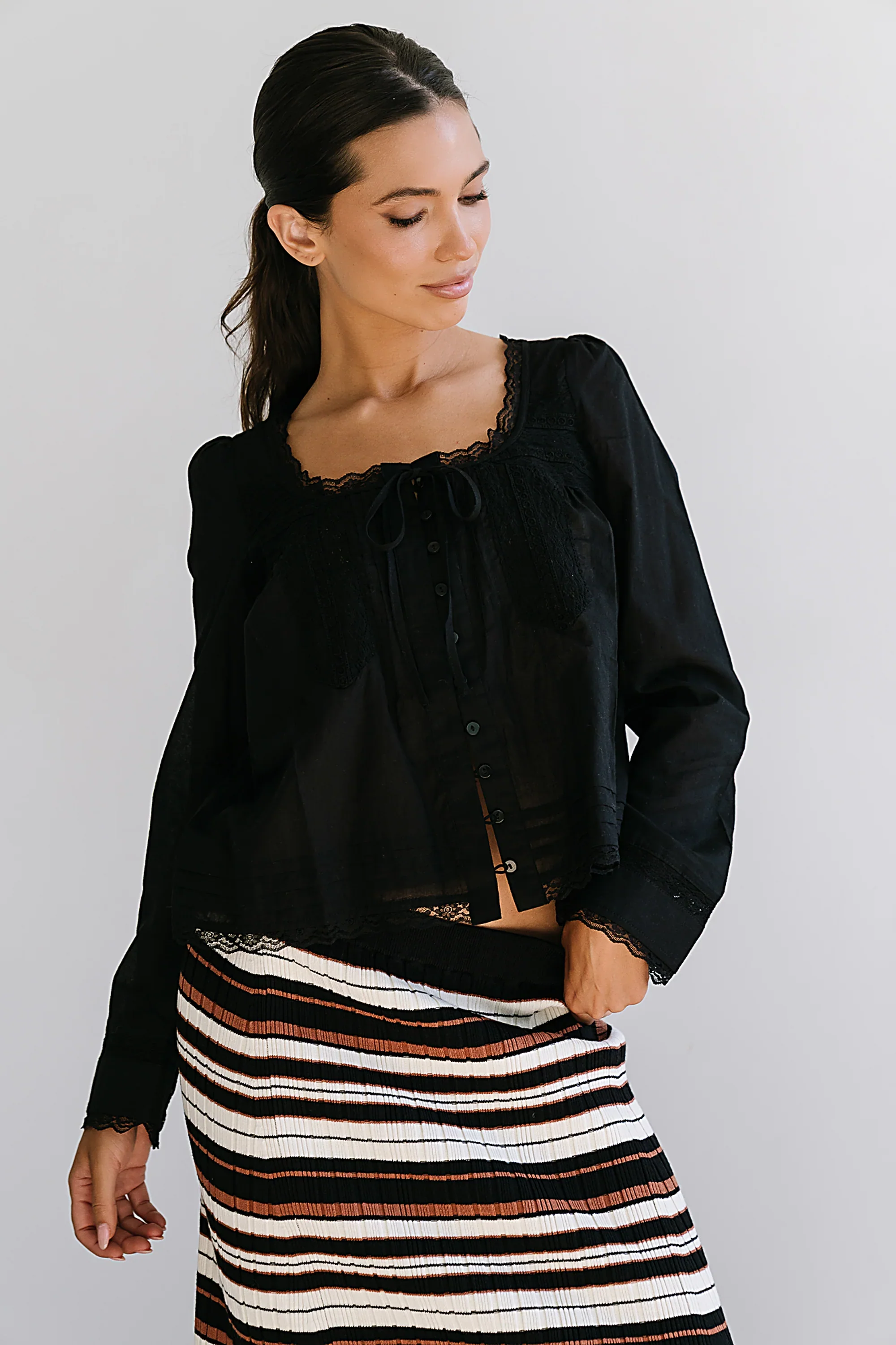 Taylor Sheer Blouse in Black