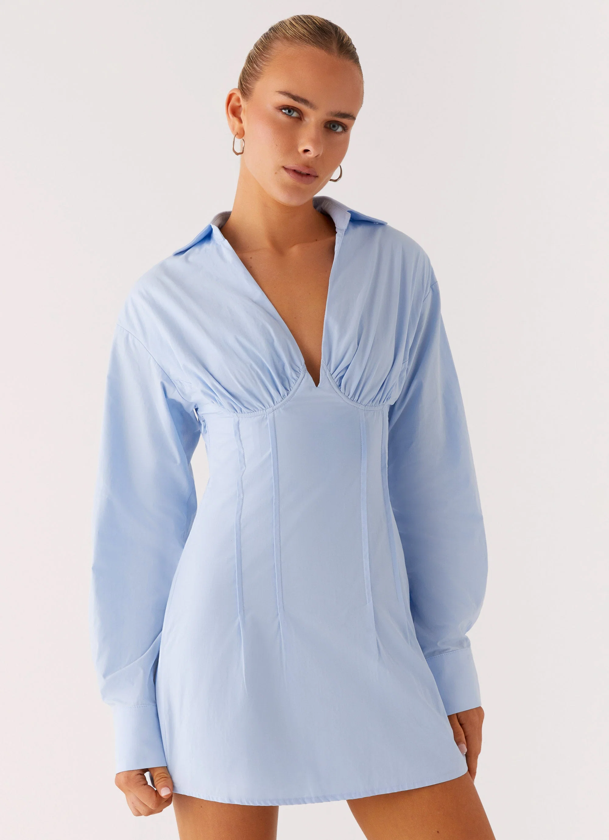 Clancy Mini Shirt Dress - Blue