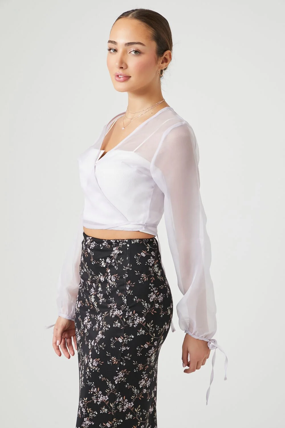 Sheer Organza Wrap Top