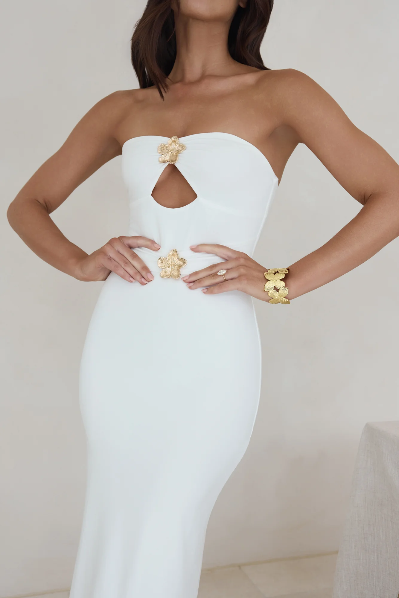Sandy Stars Strapless Maxi Dress White - luluinthesky