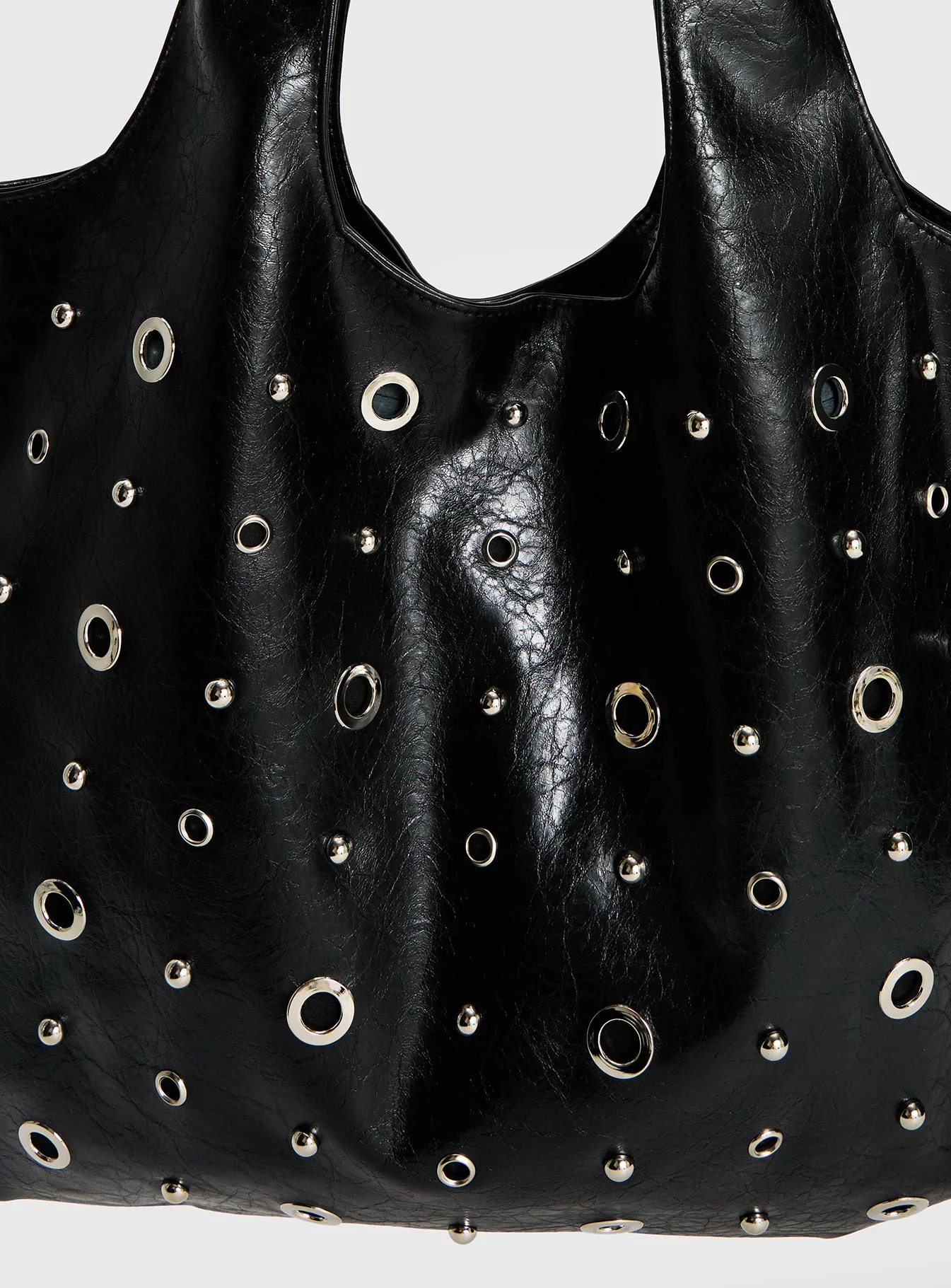 Find Your Love Eyelet Detail Shoulder Bag Black