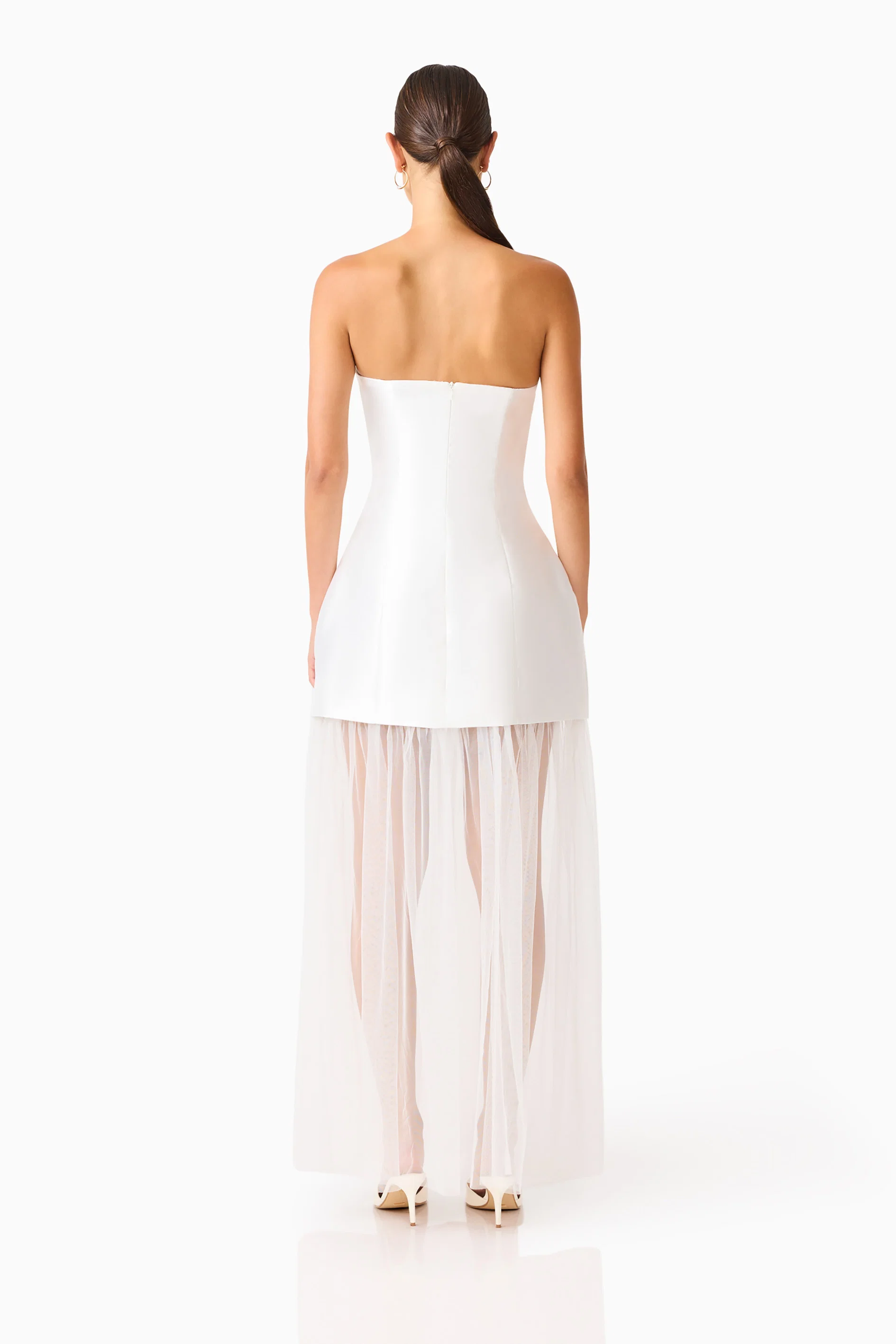 Oleander Strapless Maxi Dress In White