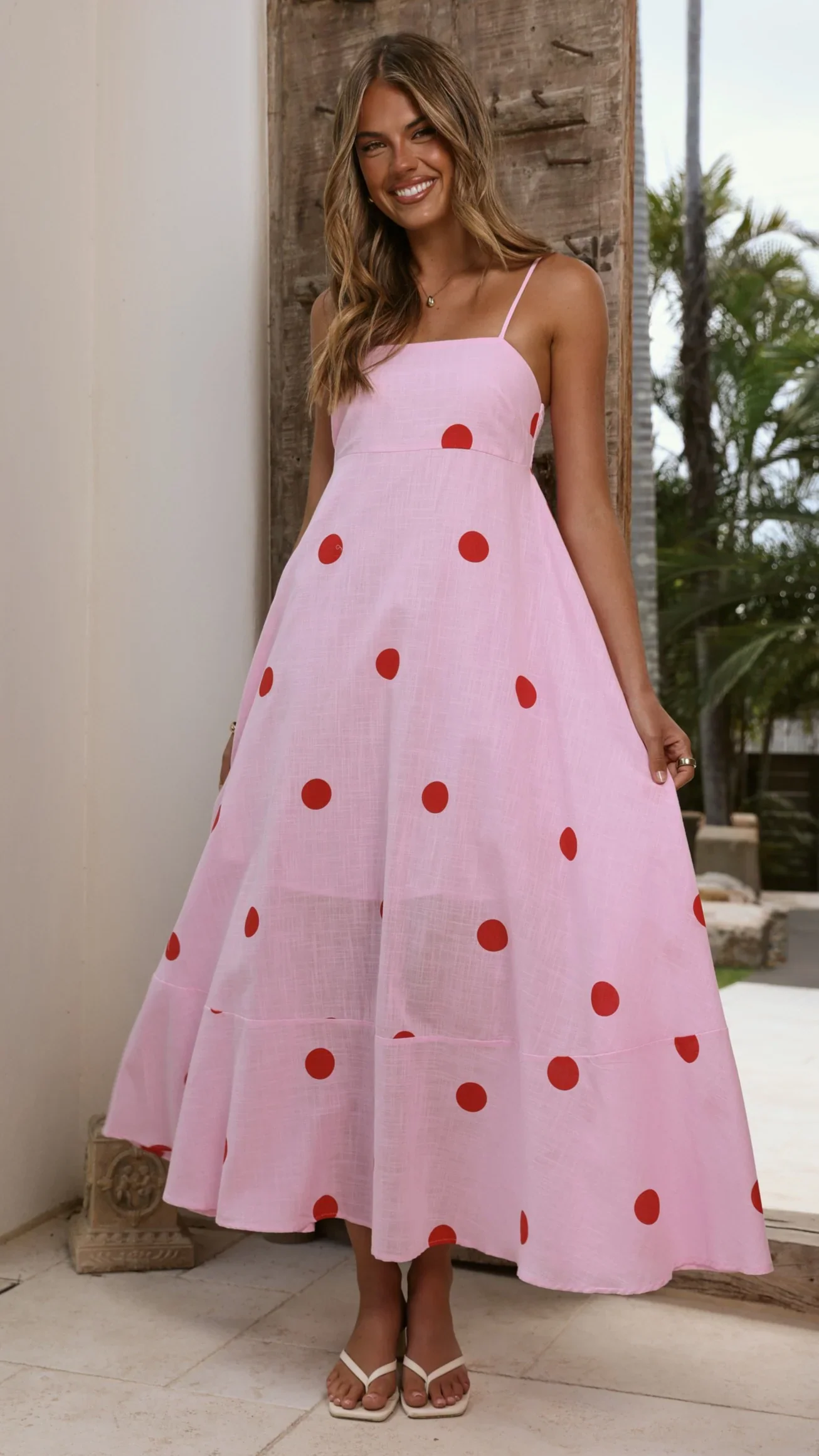 Marcel Maxi Dress - Pink/Red Polka