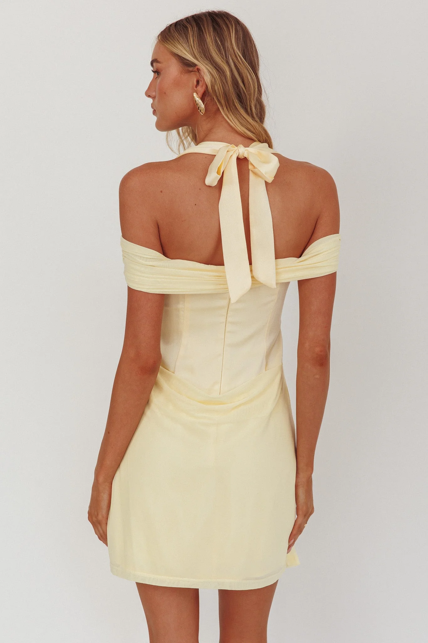 Matias Off-Shoulder Sleeve Halter Mini Dress Butter