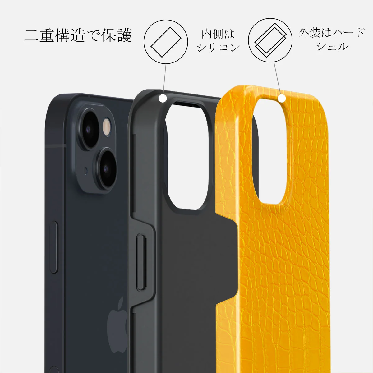 Canary Yellow - Snake Skin iPhone 13 Mini ケース