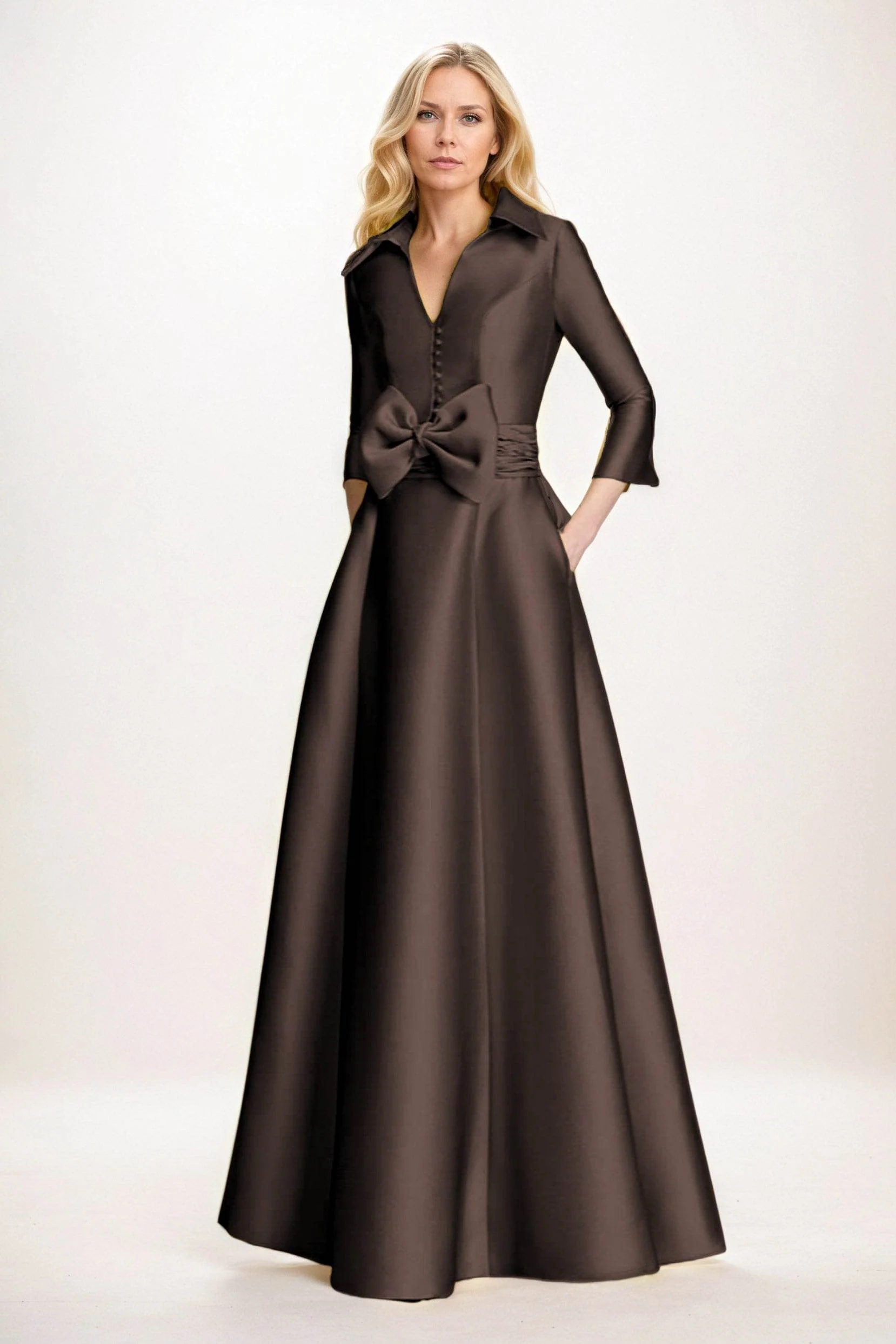 A-Line Maxi Satin Mother of the Bride Dresses CM0402