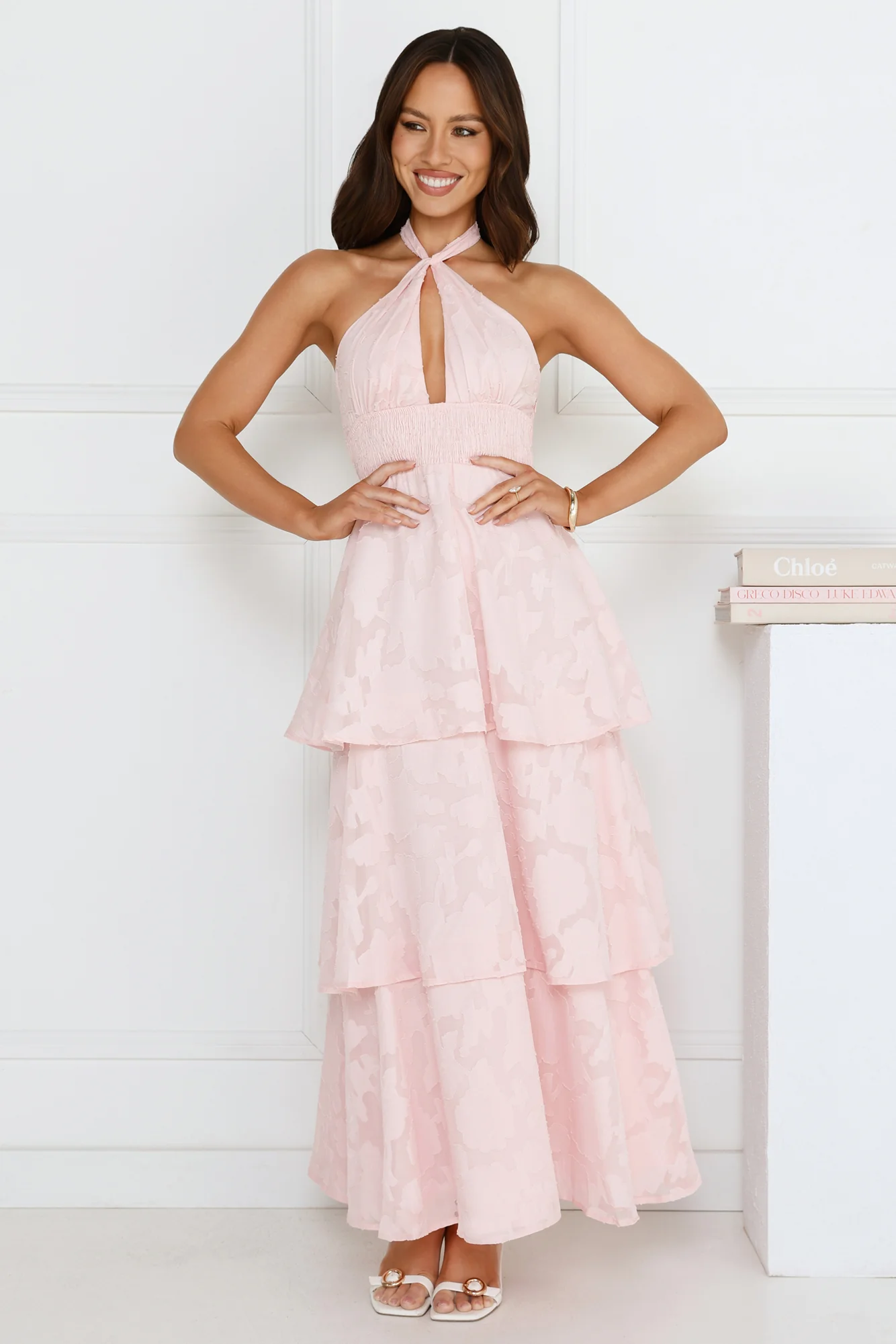 Island Sway Halter Maxi Dress Pink