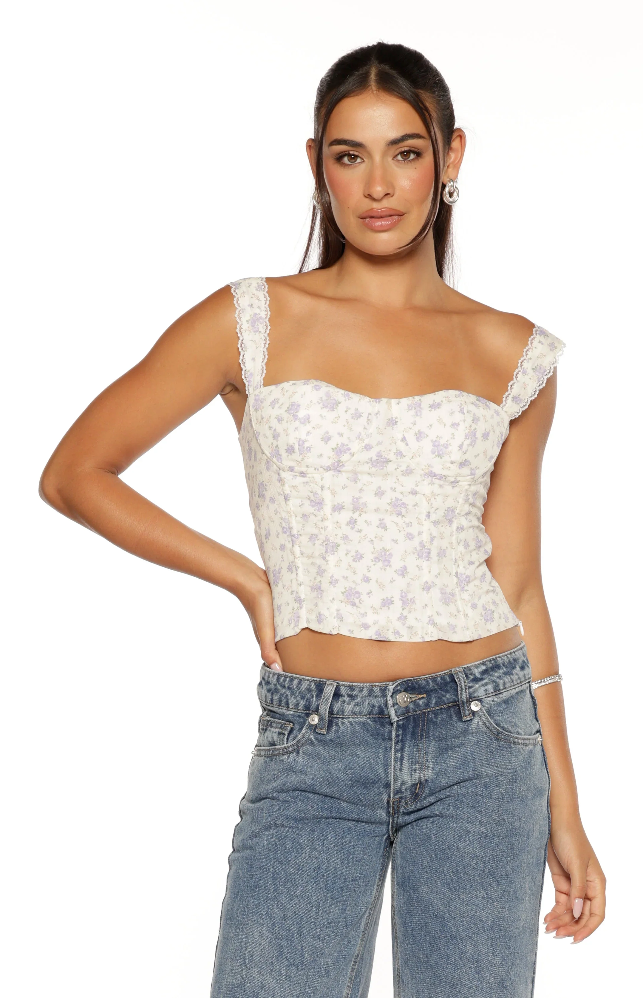 Louis Purple Floral Corset Top