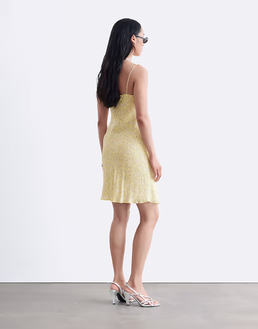 & Other Stories floral print mini dress in yellow
