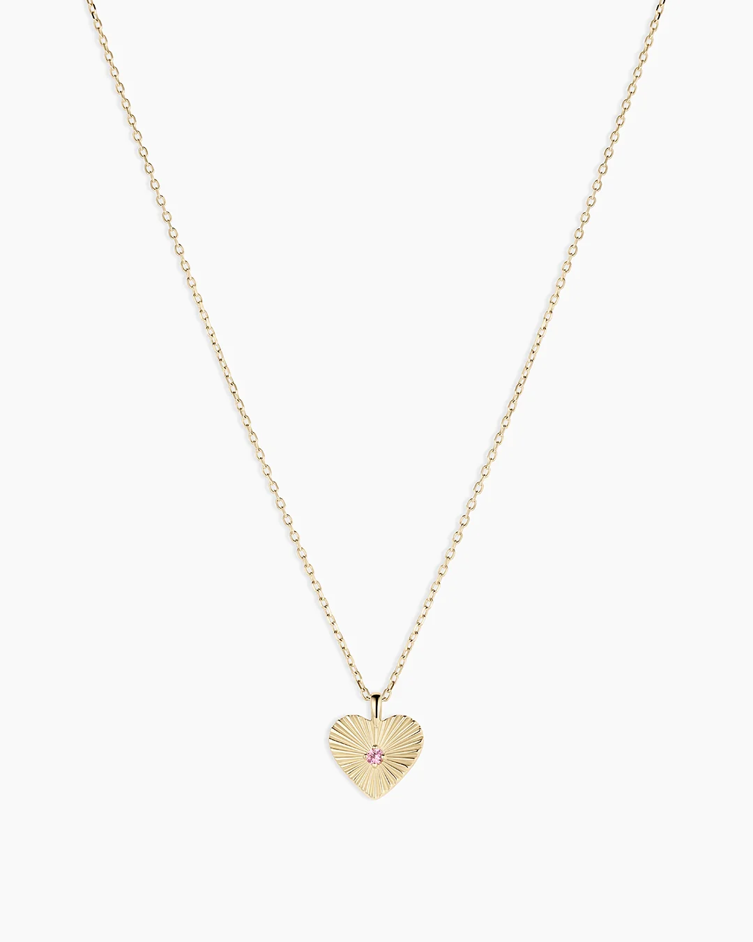 14K Gold Pink Sapphire Vintage Heart Necklace
