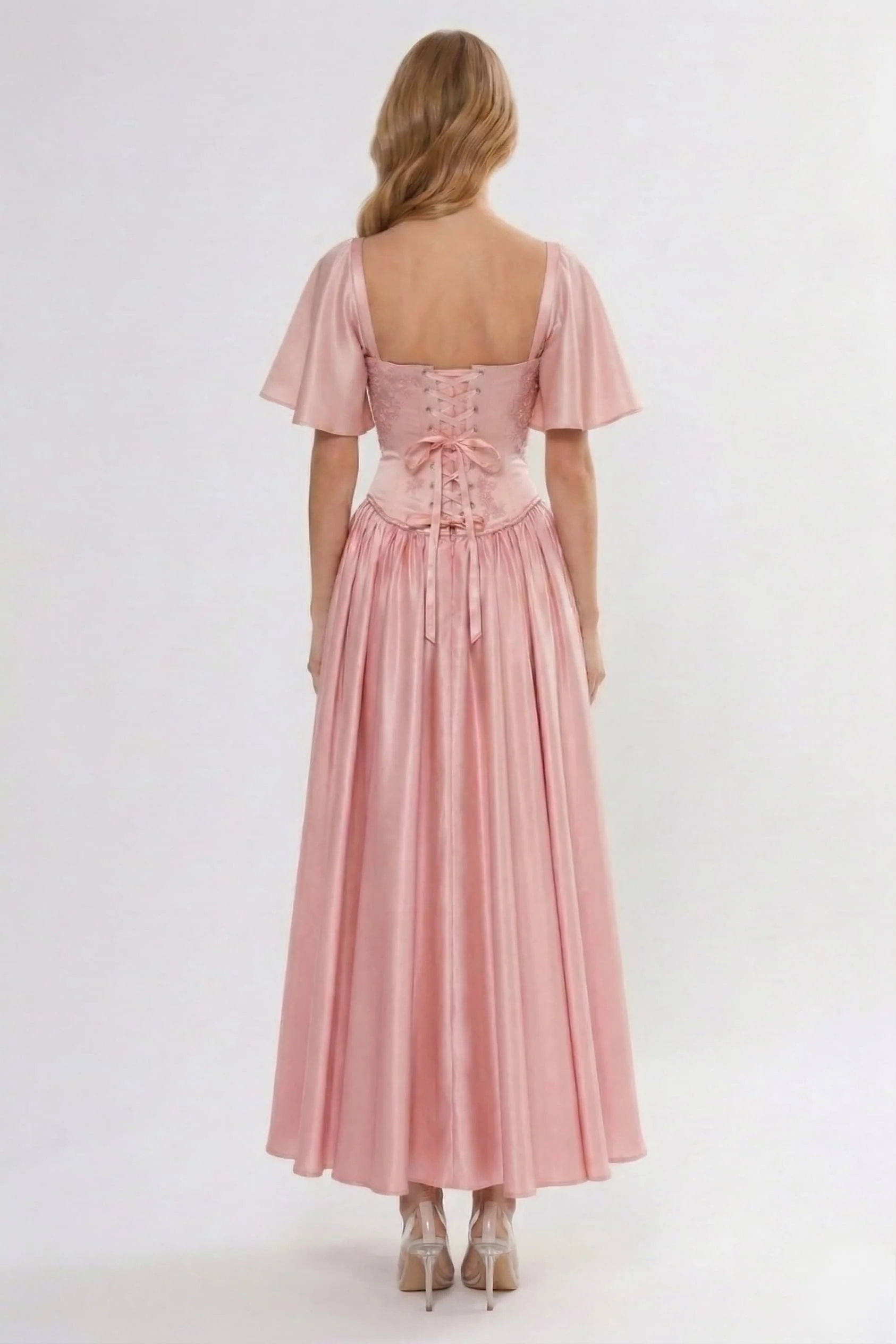 A-Line Ankle Length Soft Satin Wedding Guest Dress CG0317